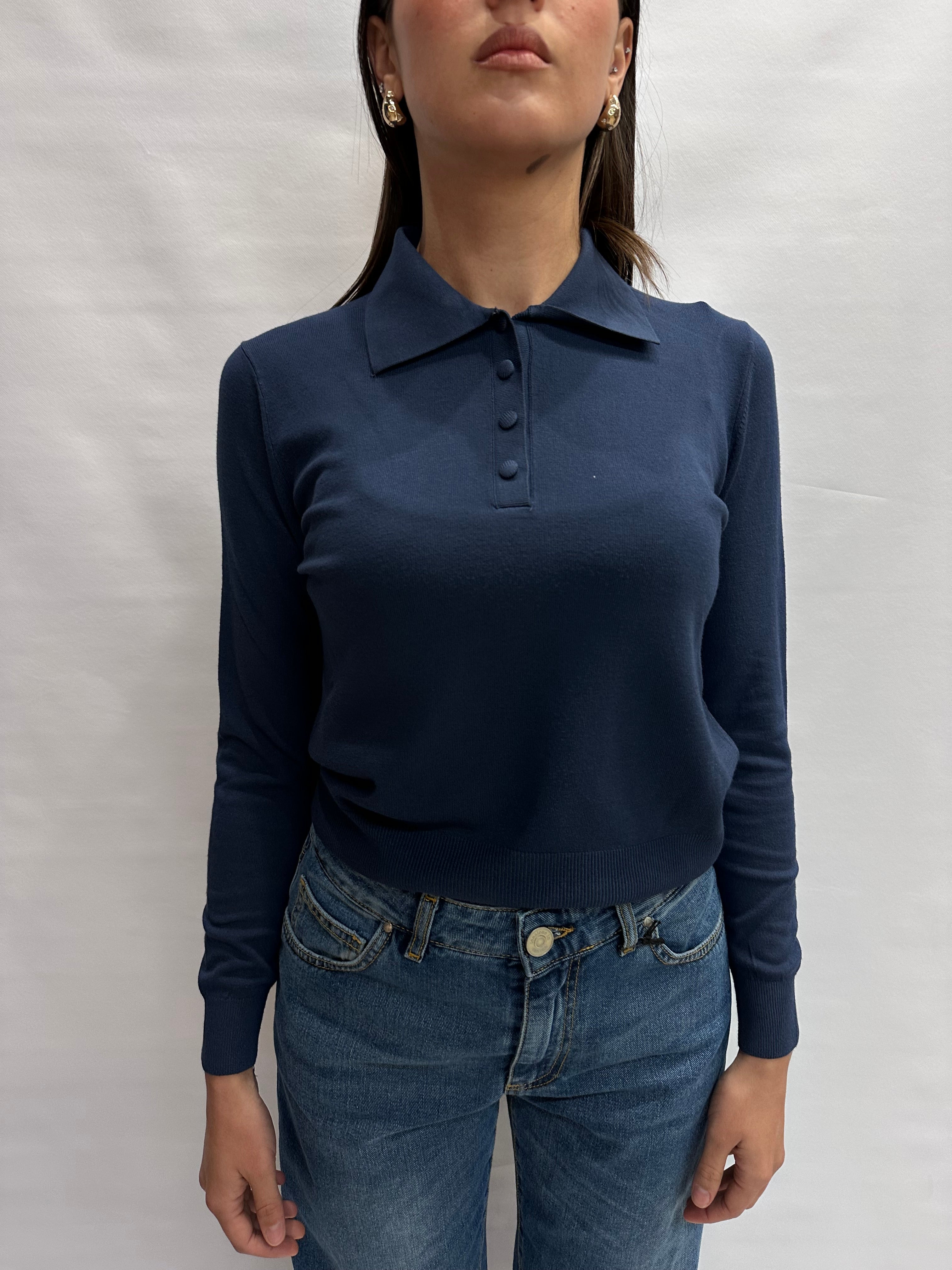 Polo TENSIONE IN in filo, leggera manica lunga e bottoncini - COD: N2803