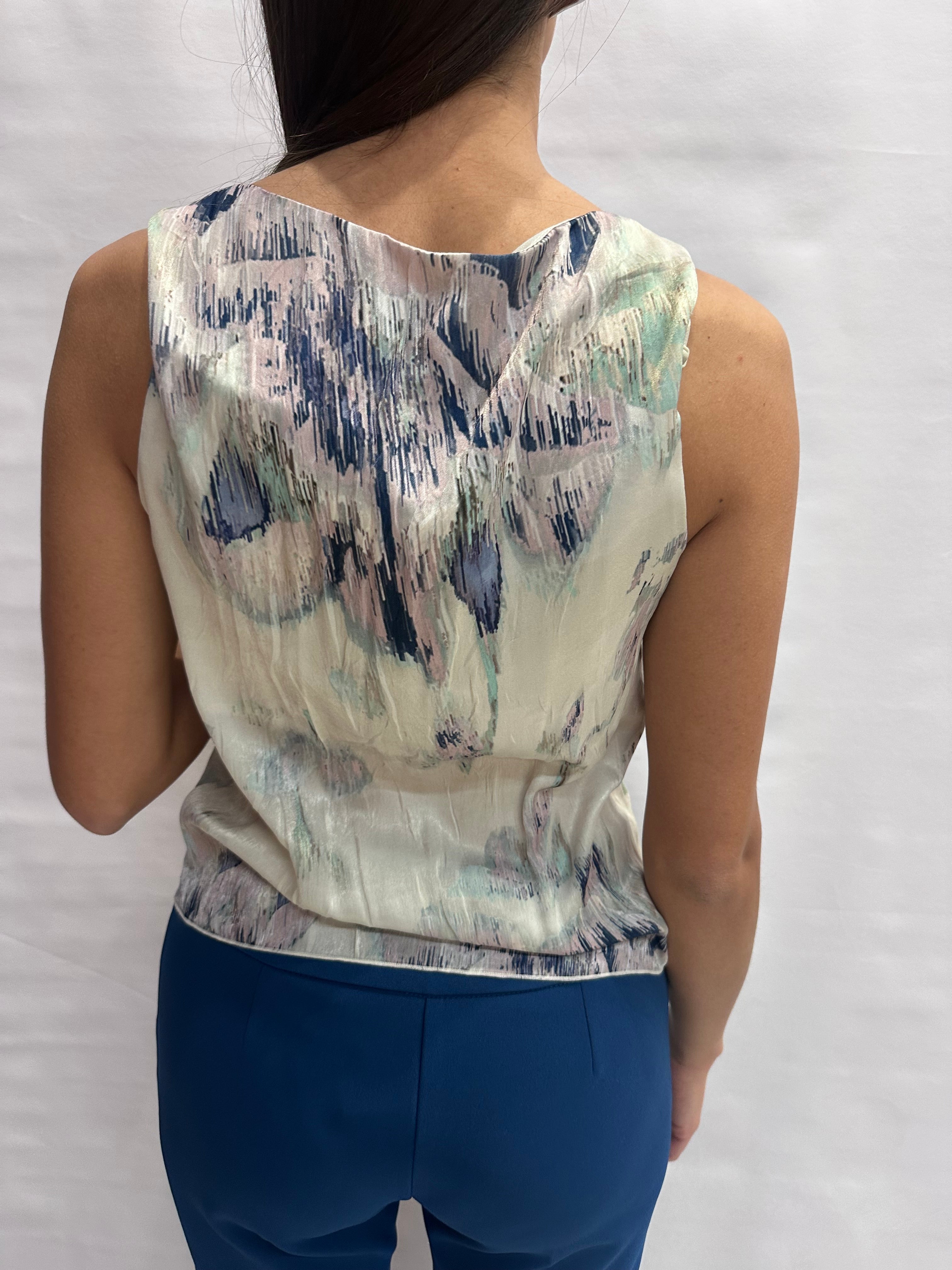 Camicetta RINASCIMENTO smanicata in trama floreale - Cod: CFC0127653003