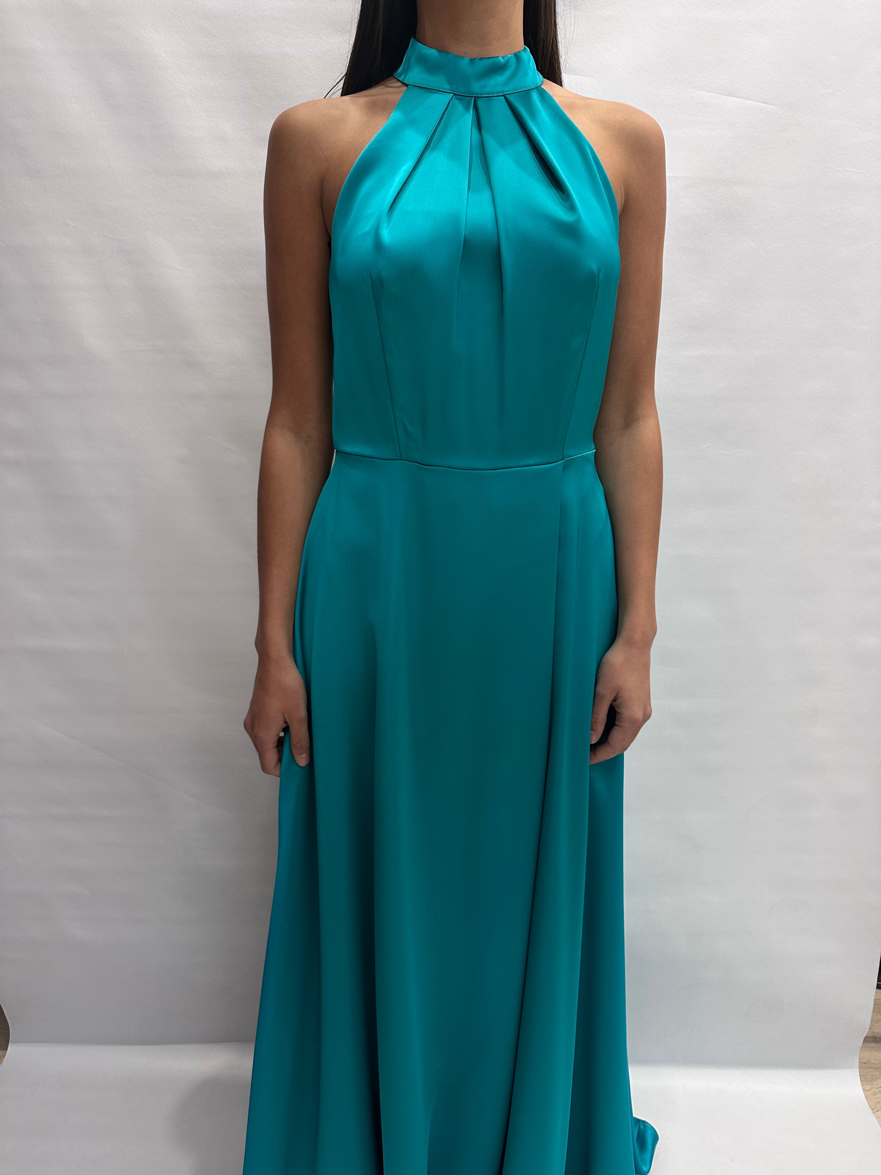 Abito RINASCIMENTO lungo in raso con scollo all'americana, spacco a sinistra - COD: CFC0127814003