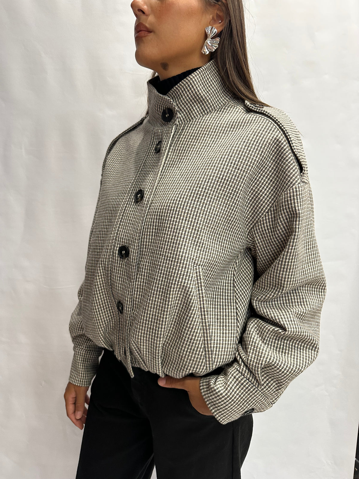Bomber RINASCIMENTO trama a quadratino disponibile anche con pantalone in coordinato - COD: CFC0130111003