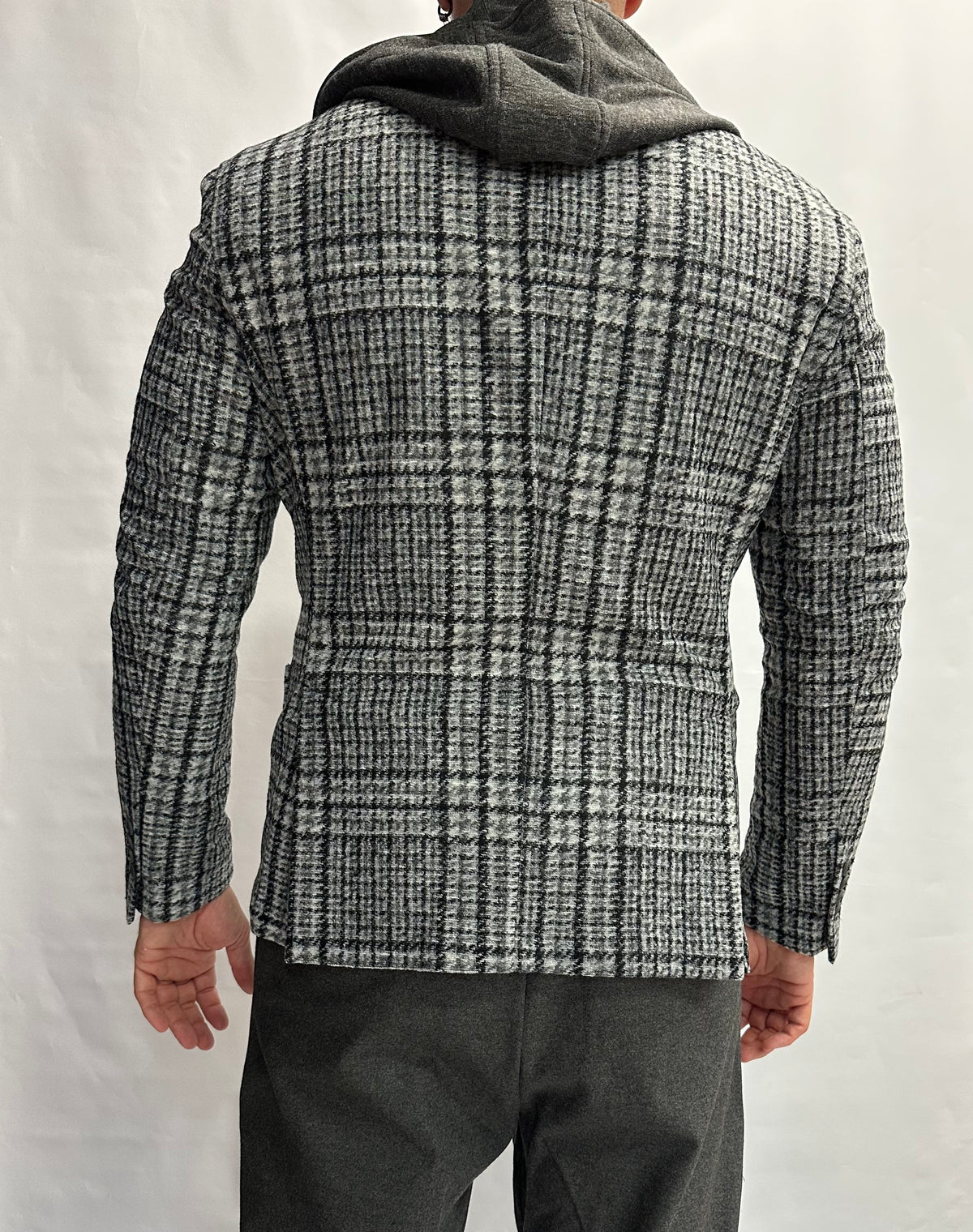 Giacca XAGON MAN scozzese con cappuccio rimovibile, monopetto - COD: PCFK33