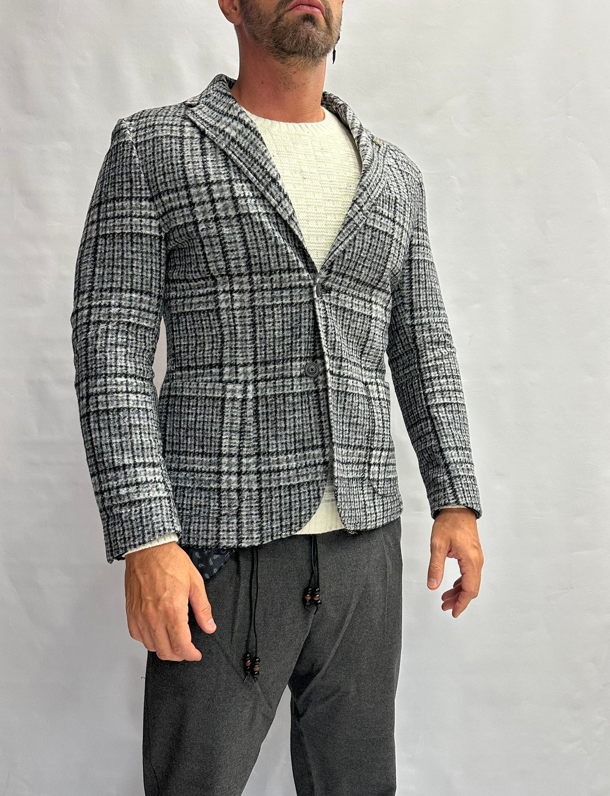 Giacca XAGON MAN scozzese con cappuccio rimovibile, monopetto - COD: PCFK33
