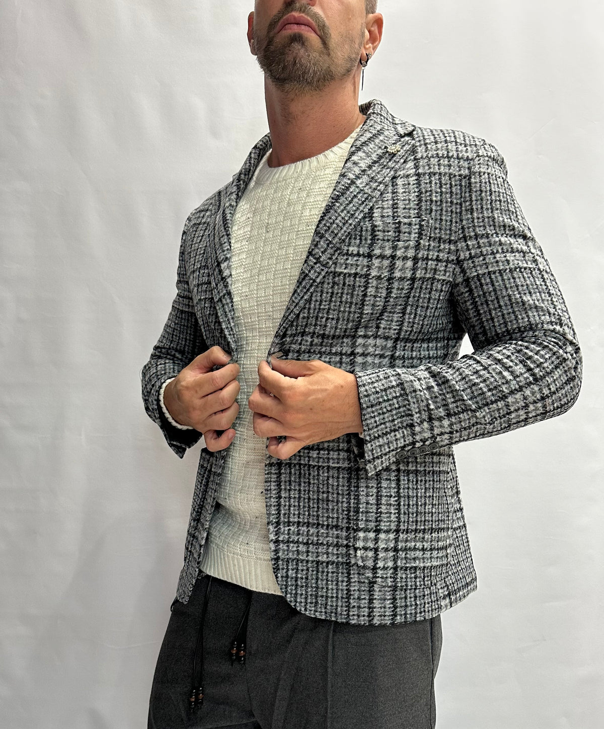 Giacca XAGON MAN scozzese con cappuccio rimovibile, monopetto - COD: PCFK33