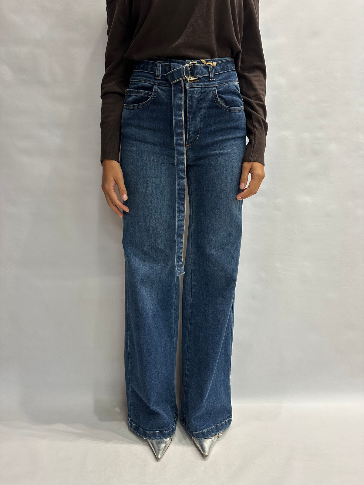 Jeans RINASCIMENTO a palazzo con cintura lunga removibile in dotazione - COD: CFC0129905003
