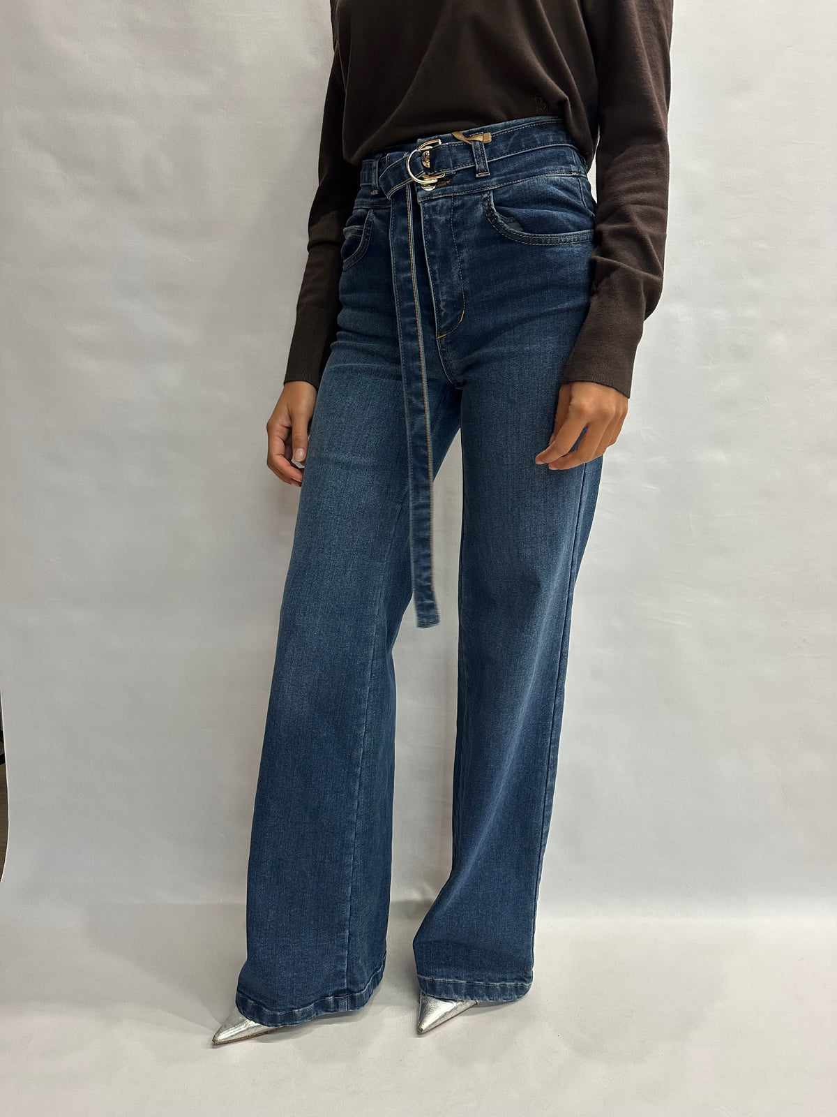 Jeans RINASCIMENTO a palazzo con cintura lunga removibile in dotazione - COD: CFC0129905003