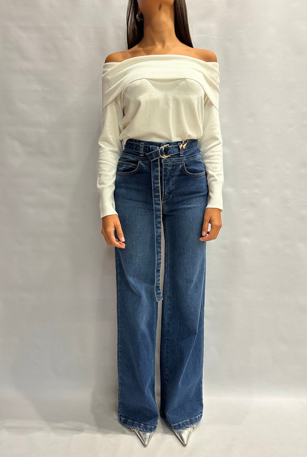 Jeans RINASCIMENTO a palazzo con cintura lunga removibile in dotazione - COD: CFC0129905003