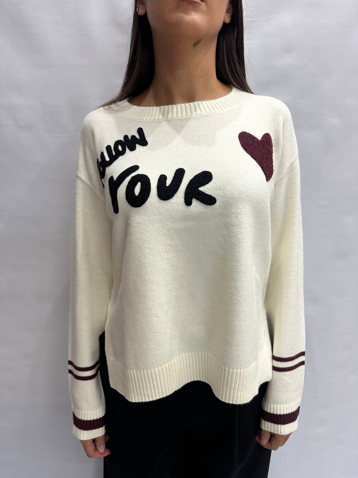 Maglione BLUEJOINT con scritta in rilievo "Follow Your <3" , COD: 265C6051
