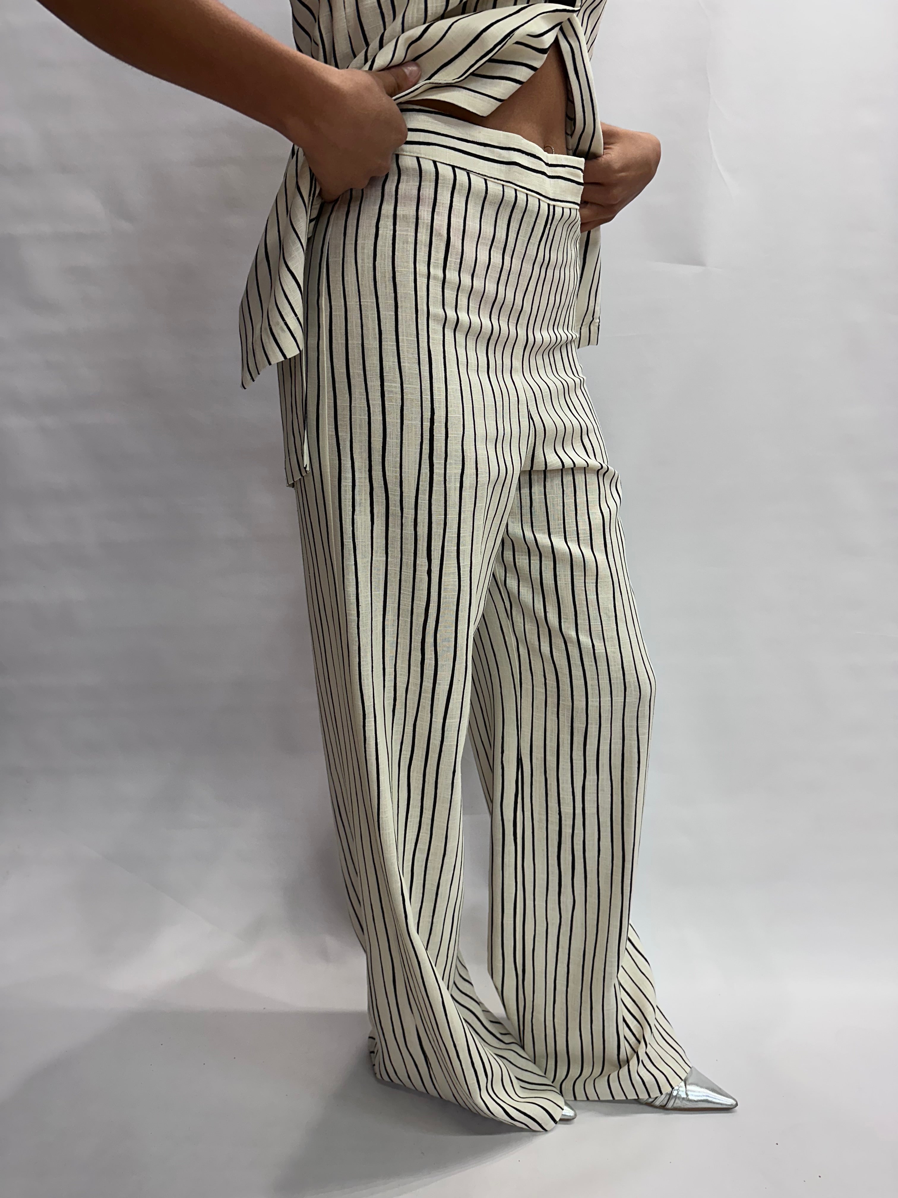 Pantalone RINASCIMENTO gessato a palazzo disponibile anche con gilet in coordinato , COD: CFC0128872003