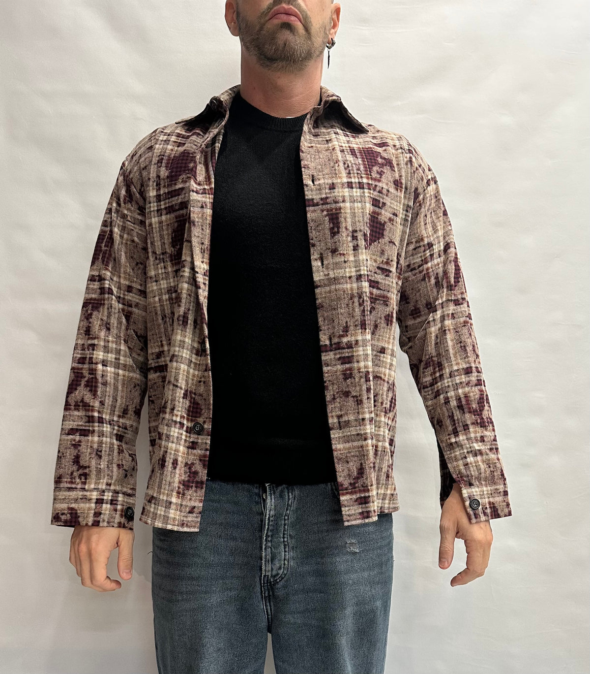 Camicia IMPERIAL 100% Cotone con trama scozzese ed effetto slavato, bottoni neri a contrasto - Cod: C5441C5031