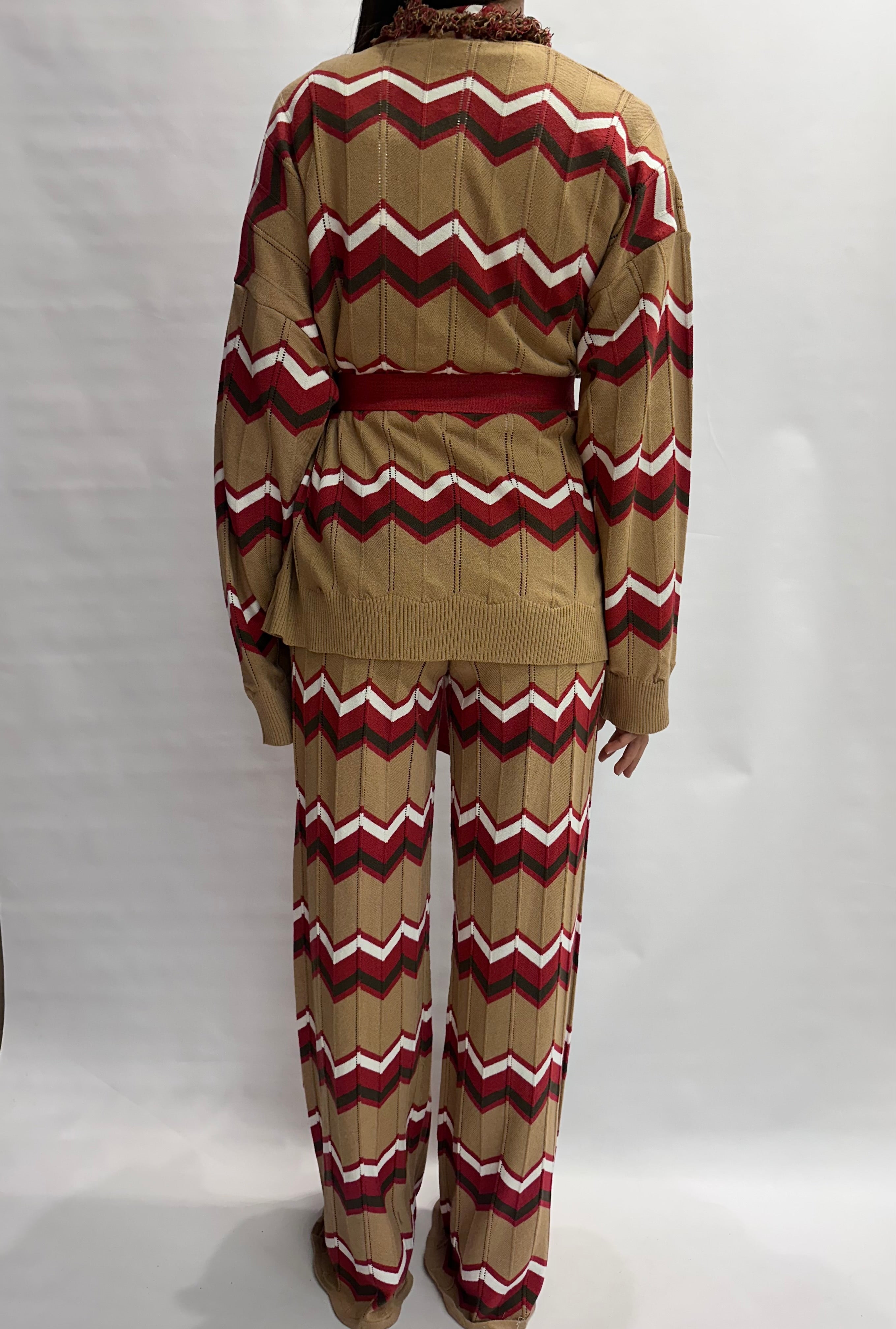 Coordinato TENSIONE IN in cotone trama zig-zag composto da pantalone e cardigan , COD: 40A414 E 05A414