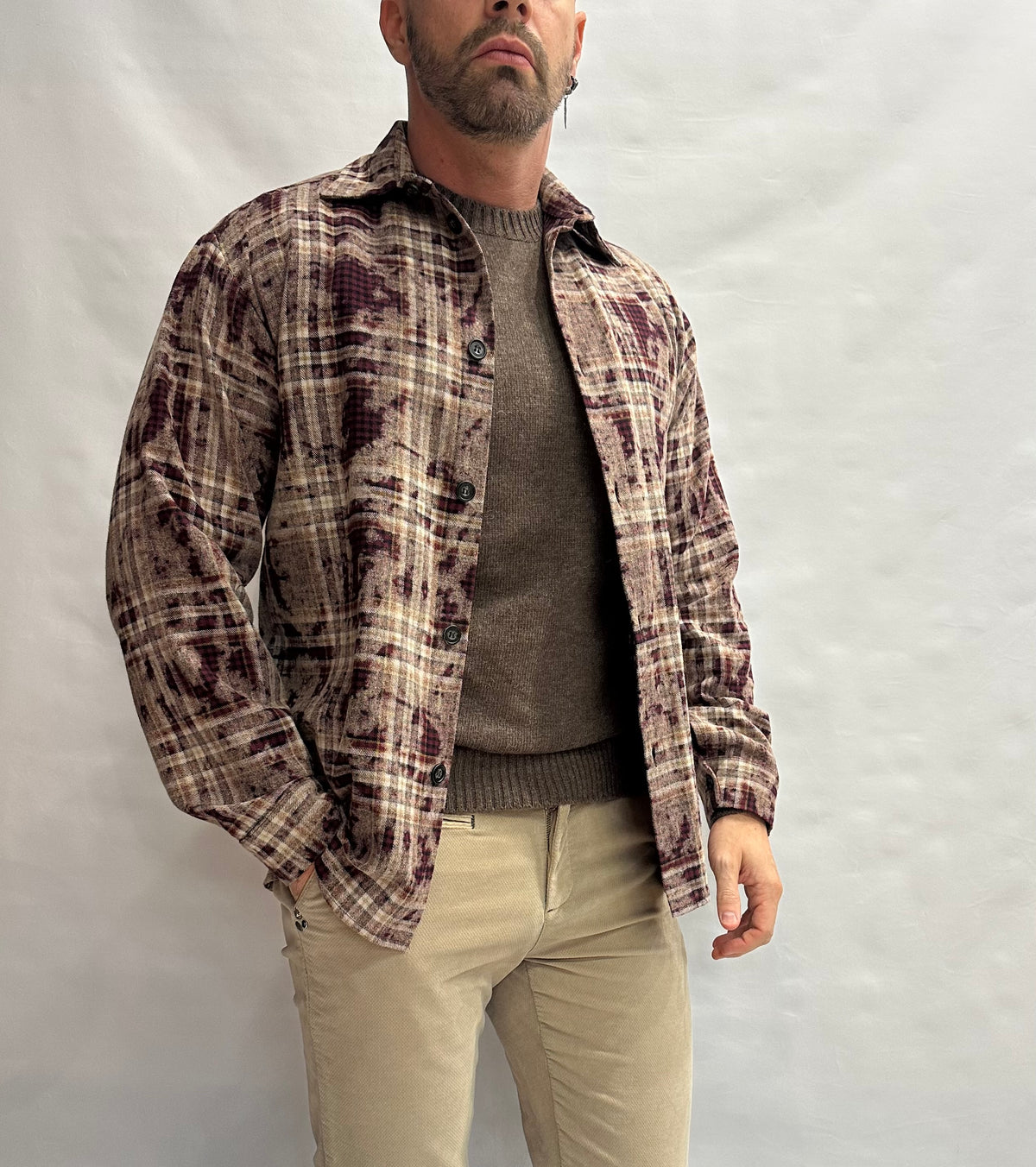 Camicia IMPERIAL 100% Cotone con trama scozzese ed effetto slavato, bottoni neri a contrasto - Cod: C5441C5031