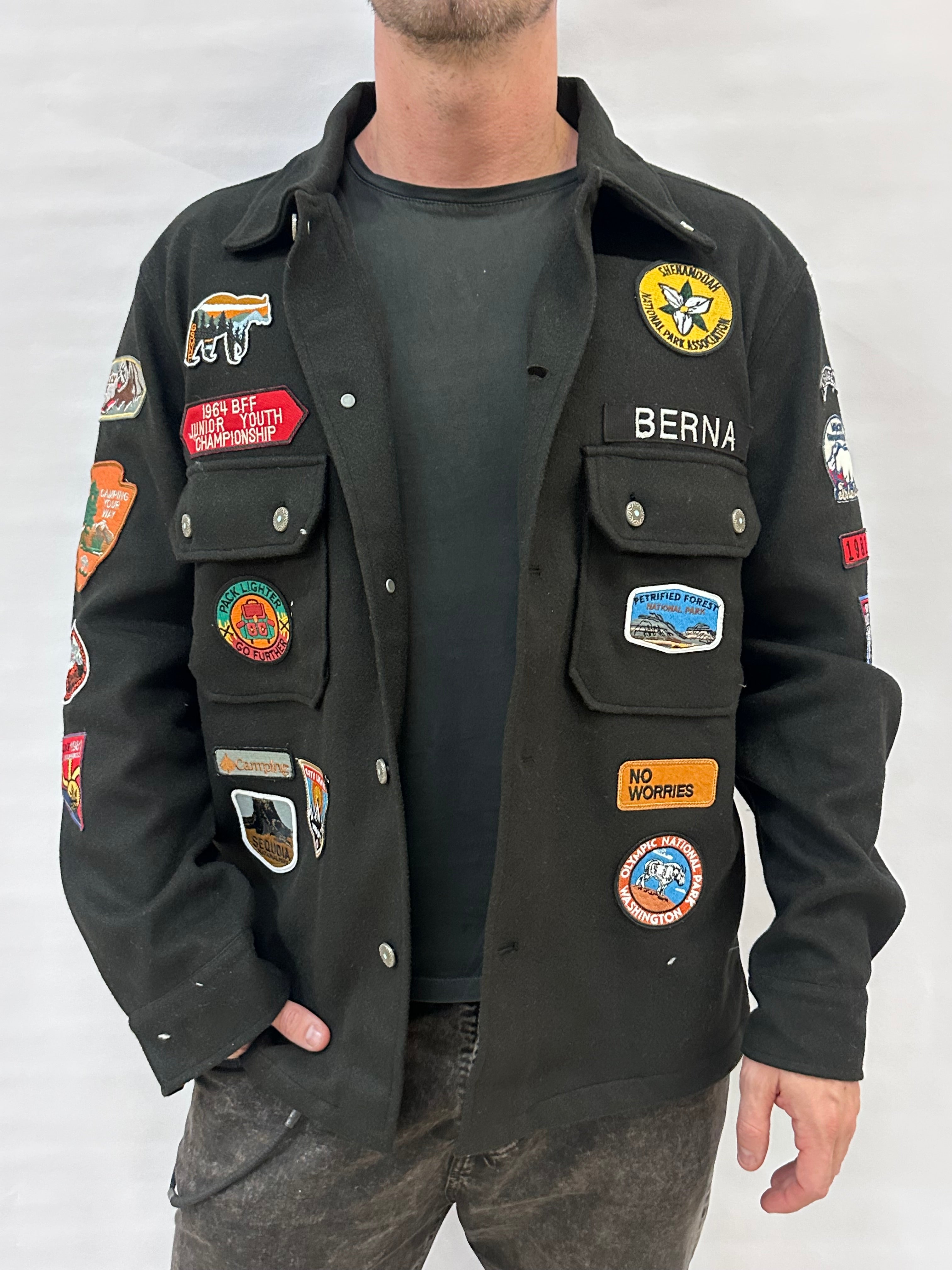 Camiciona/Sahariana BERNA in lana con patches - Cod: 2523061