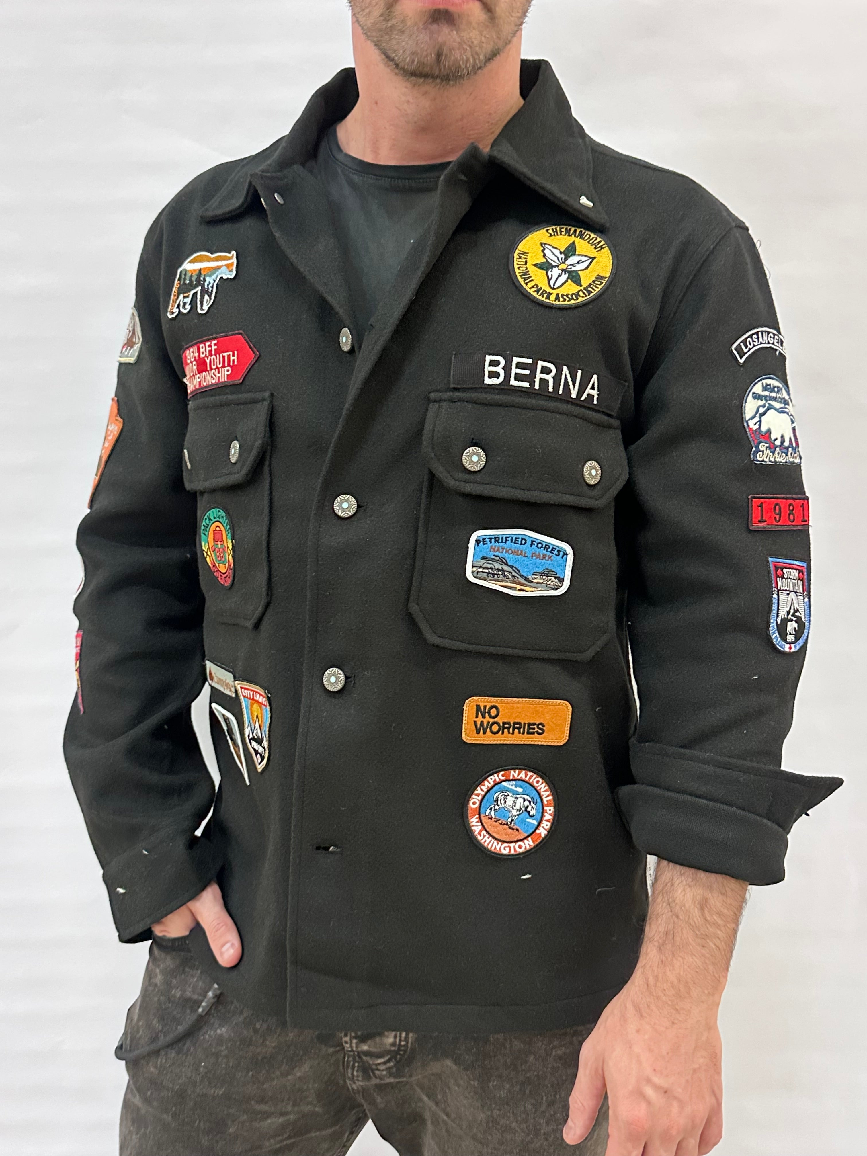 Camiciona/Sahariana BERNA in lana con patches - Cod: 2523061