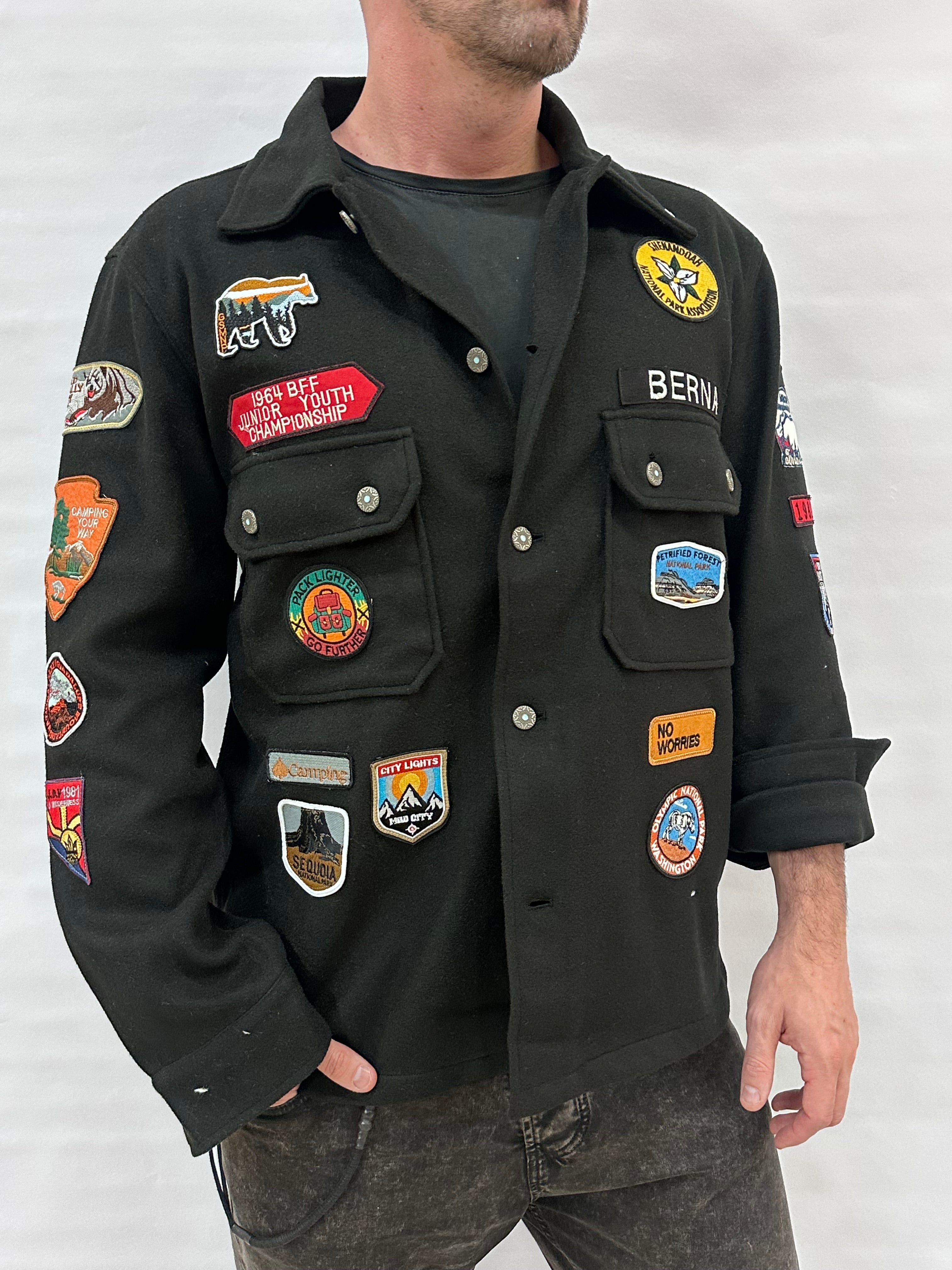 Camiciona/Sahariana BERNA in lana con patches - Cod: 2523061