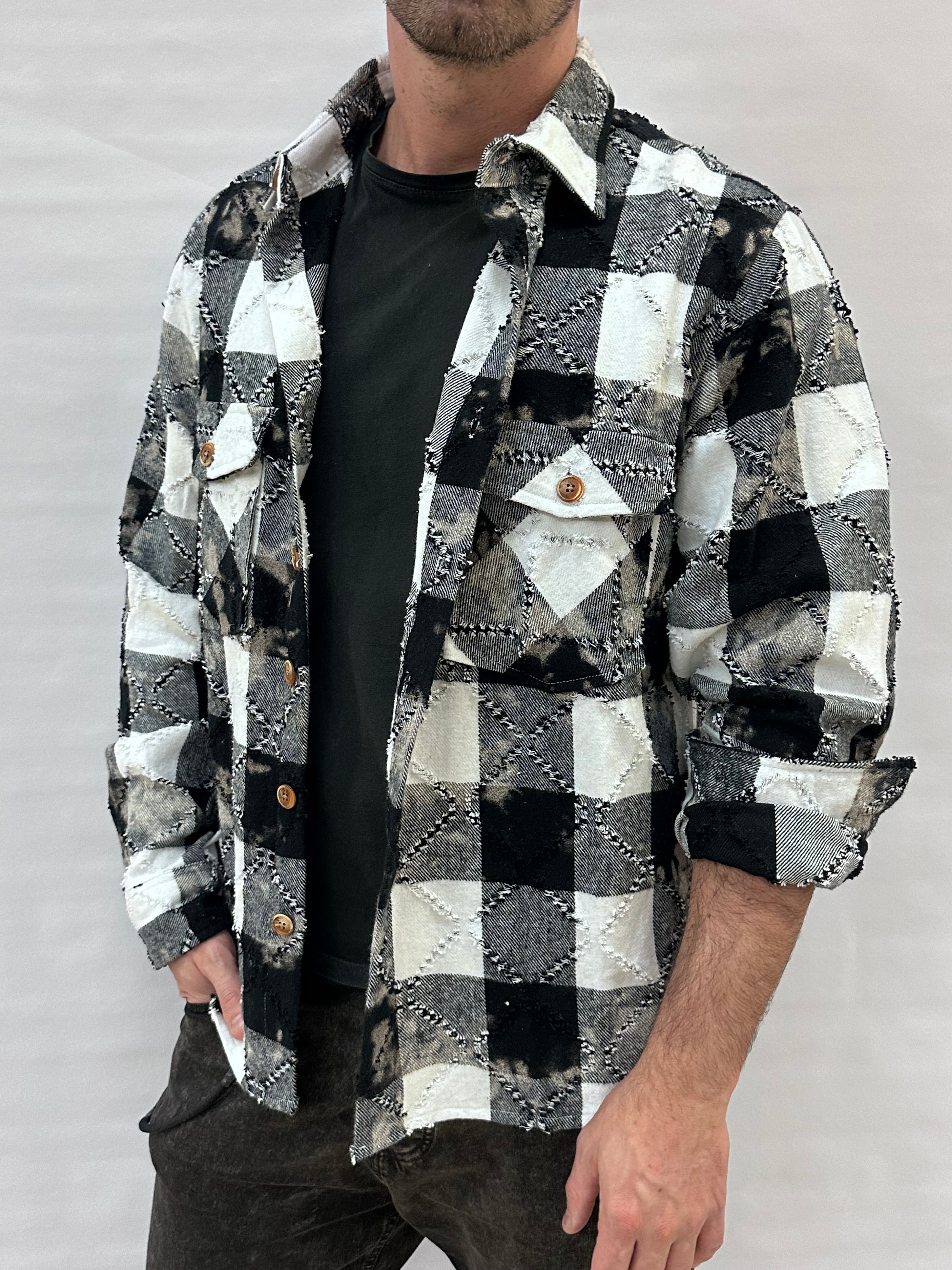 Camiciona BERNA trama a quadri con rotture - Cod: 25227830