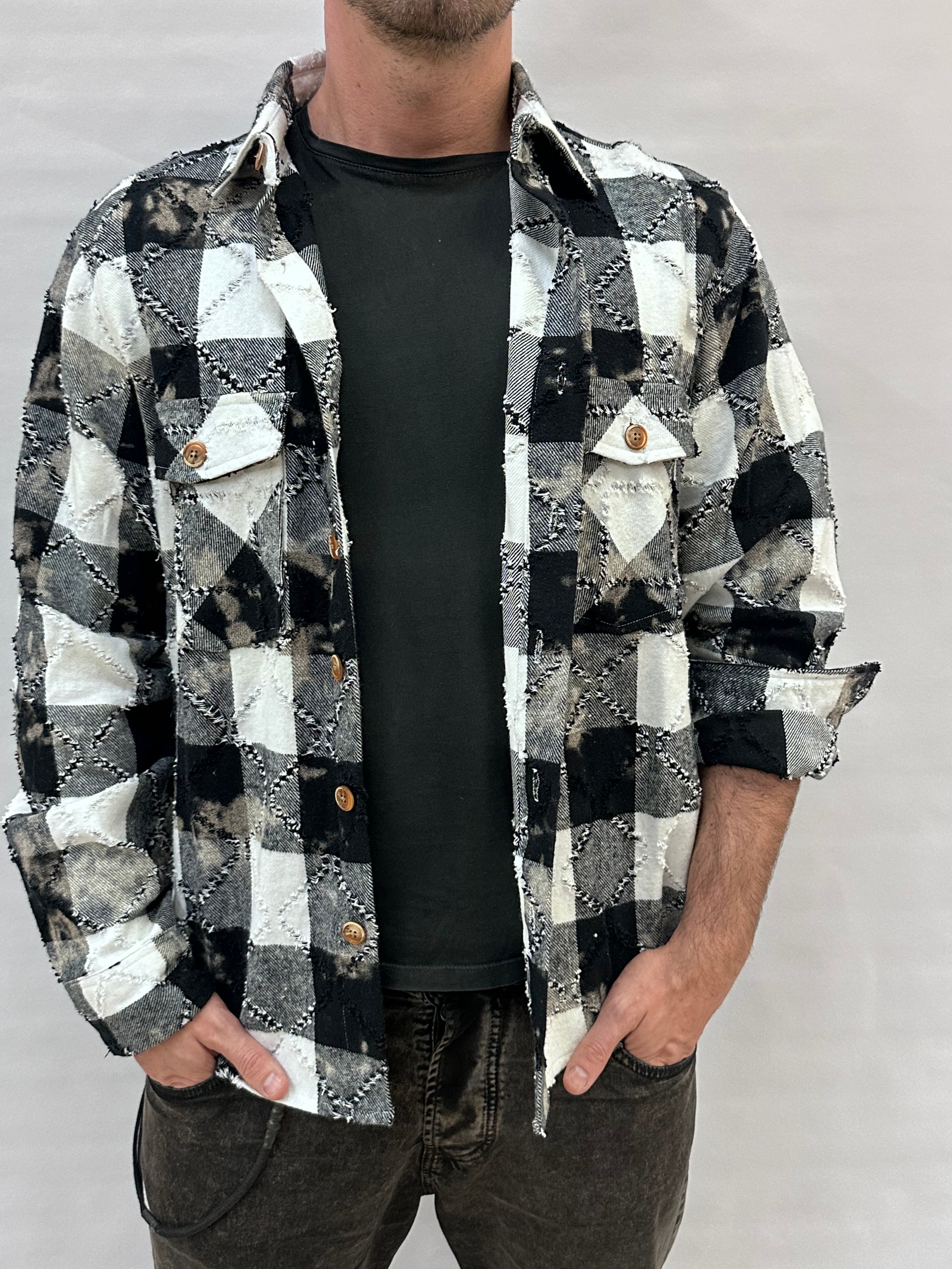 Camiciona BERNA trama a quadri con rotture - Cod: 25227830