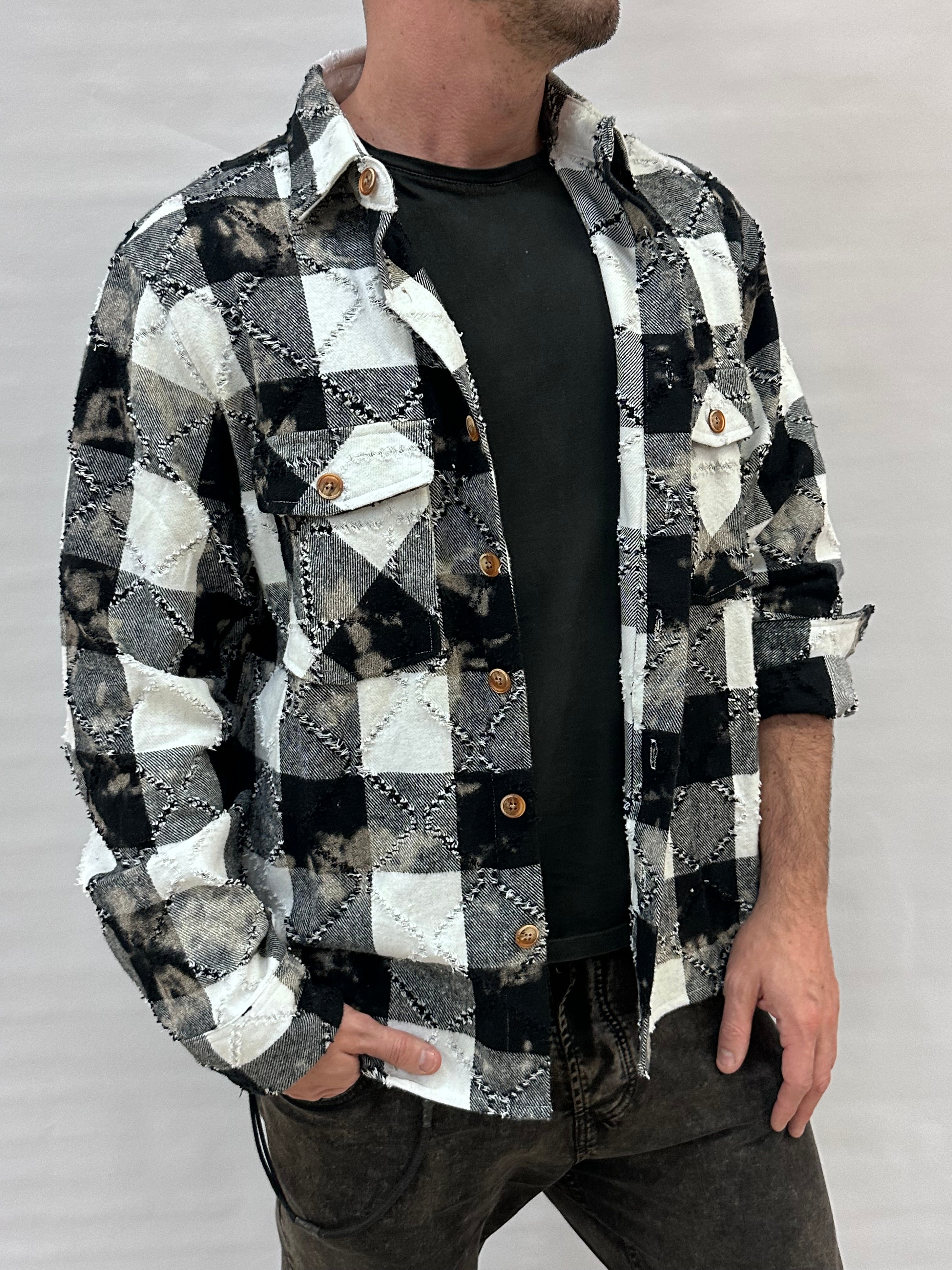 Camiciona BERNA trama a quadri con rotture - Cod: 25227830