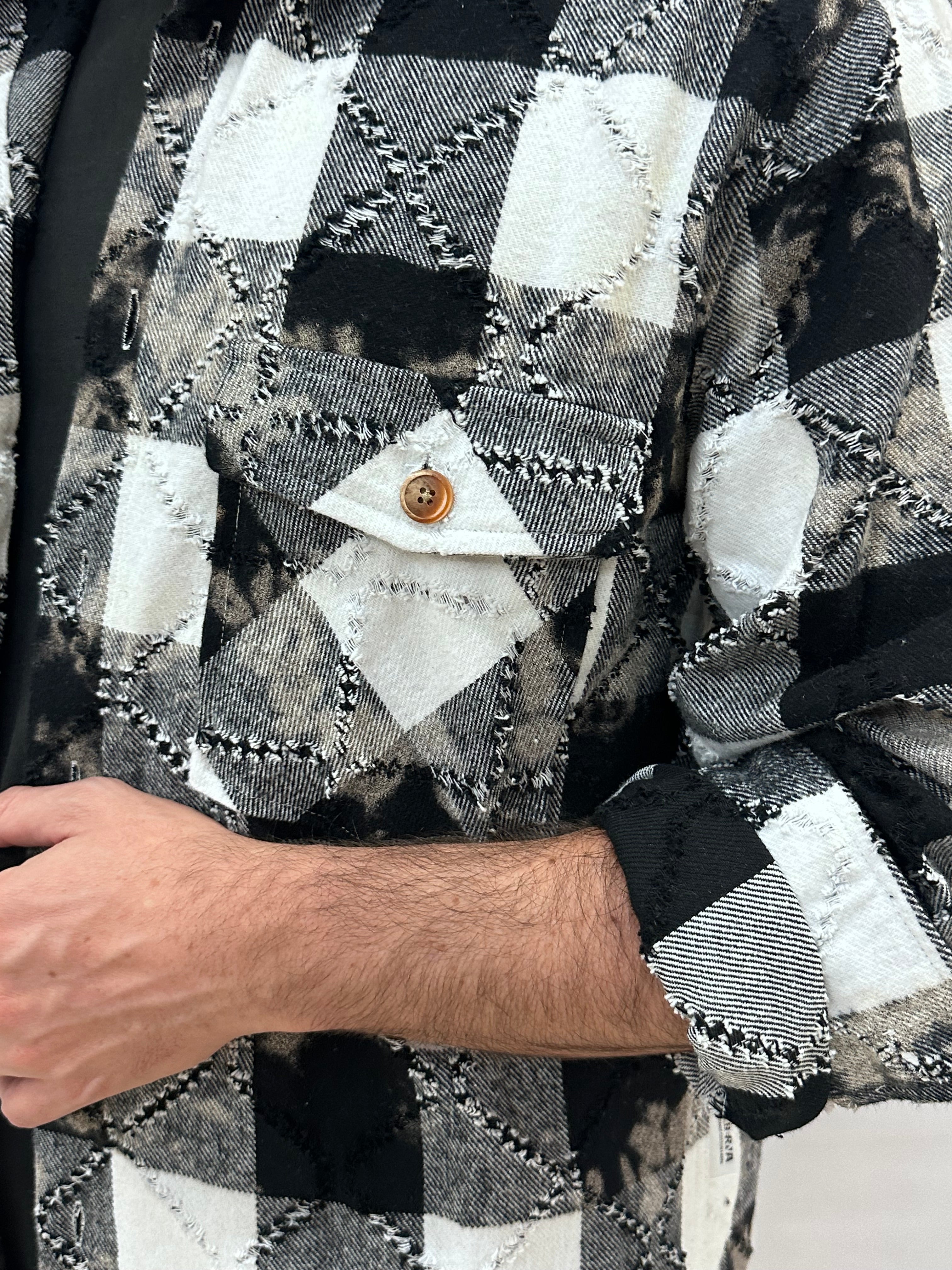 Camiciona BERNA trama a quadri con rotture - Cod: 25227830