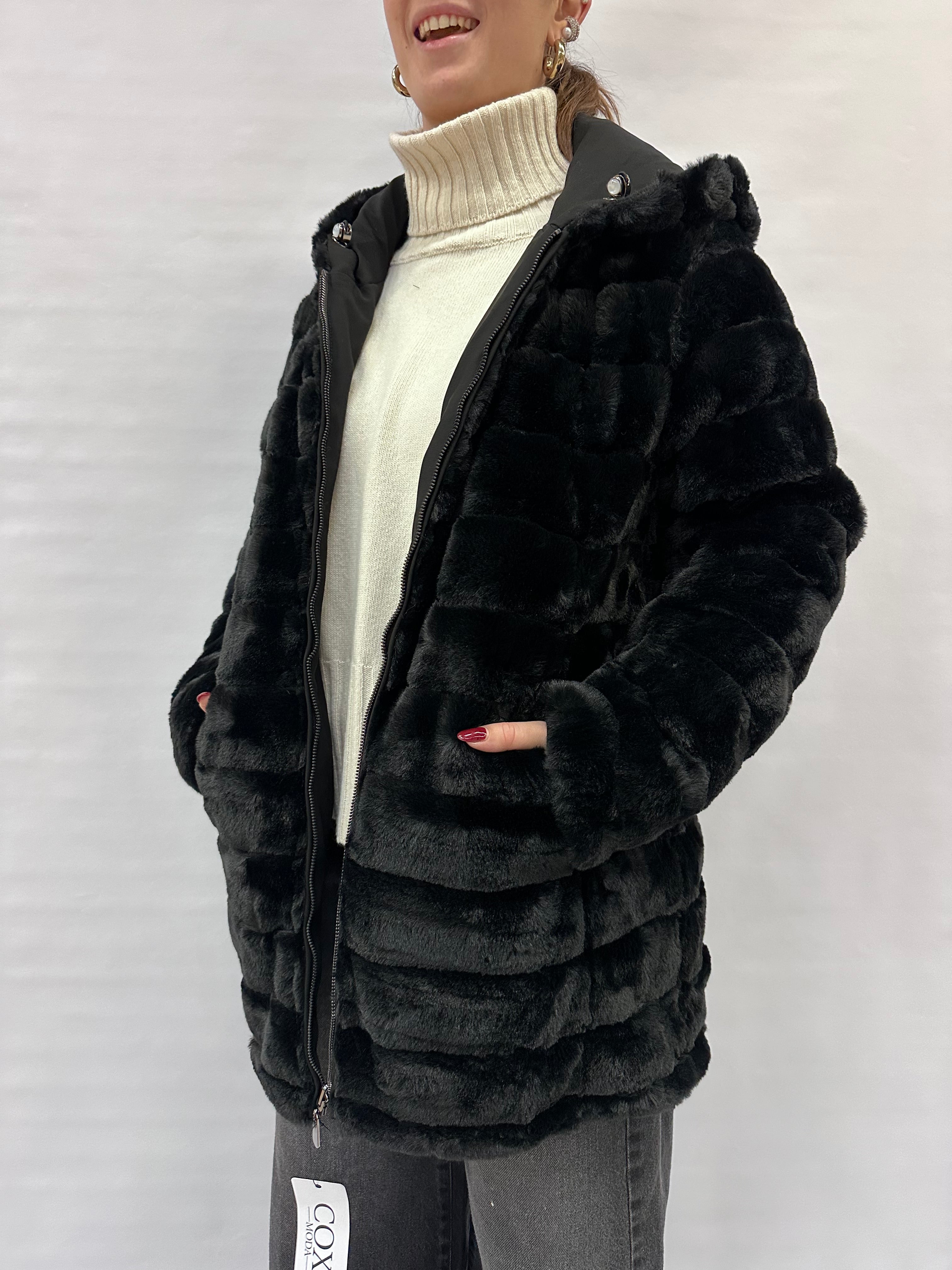 Parka COXI MODA reversibile a pelliccia ecologica - COD: parka