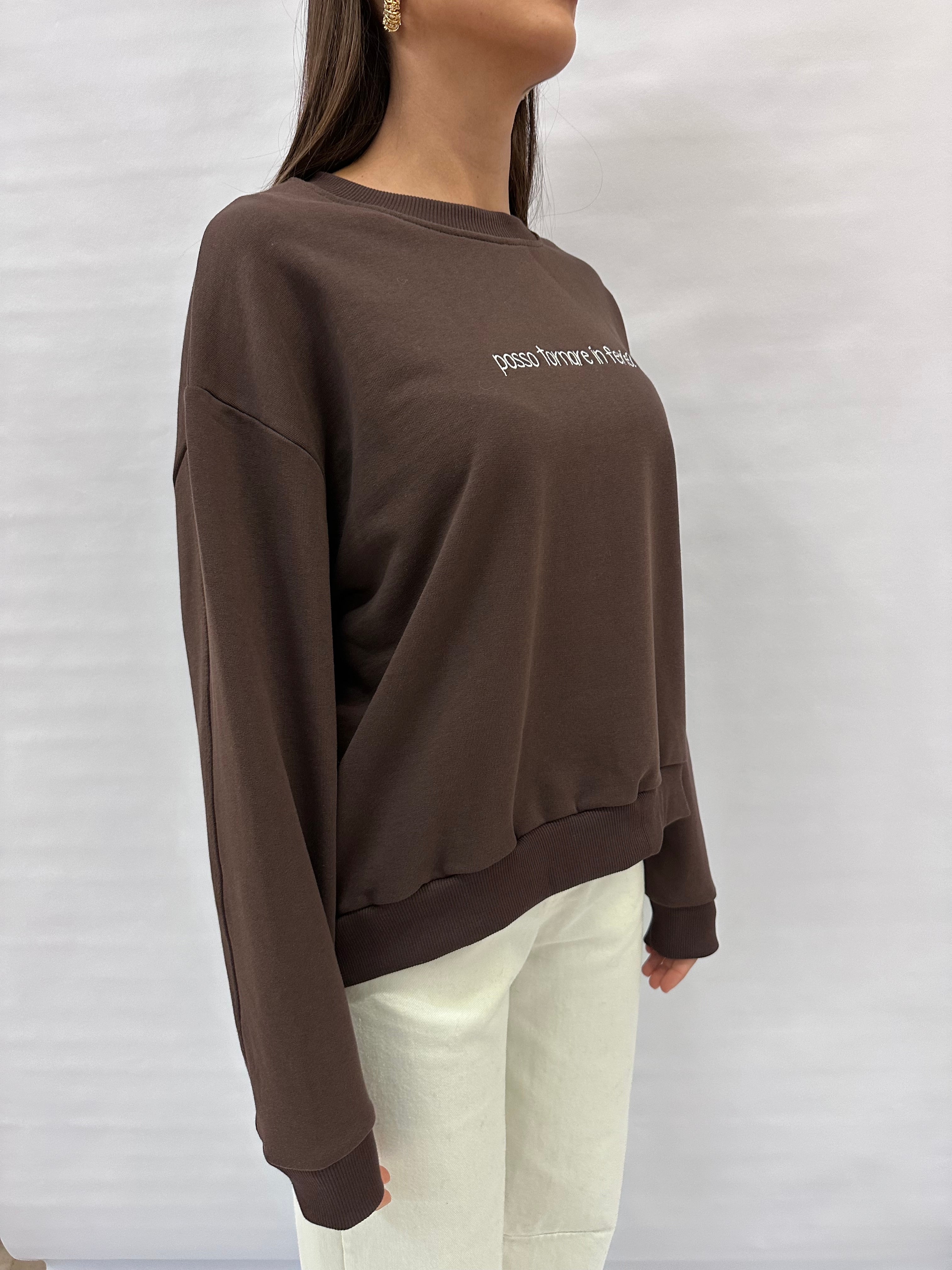 Felpa BLUEJOINT garzata con scritta "posso tornare in ferie?" , COD: 26232