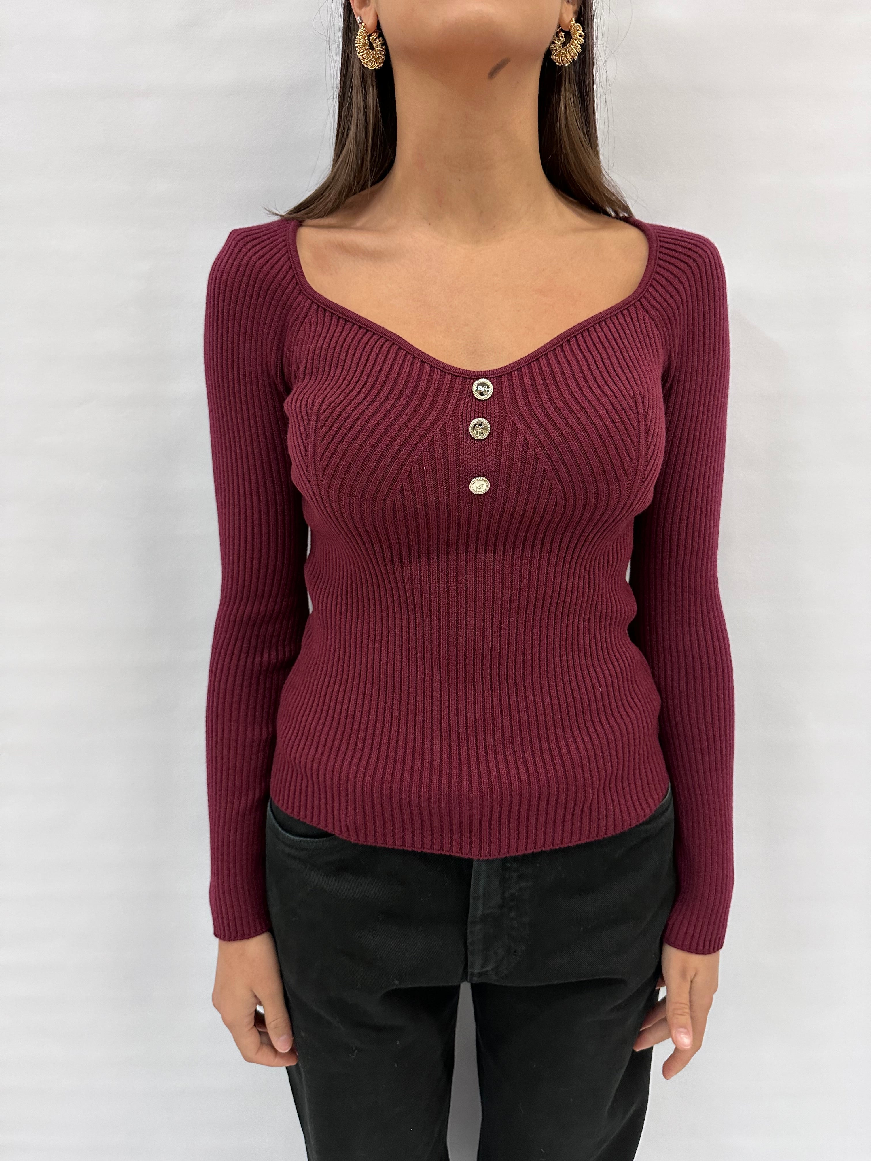 Maglione RINASCIMENTO con costine e finti bottoni decorativi , COD: CFM0011965003