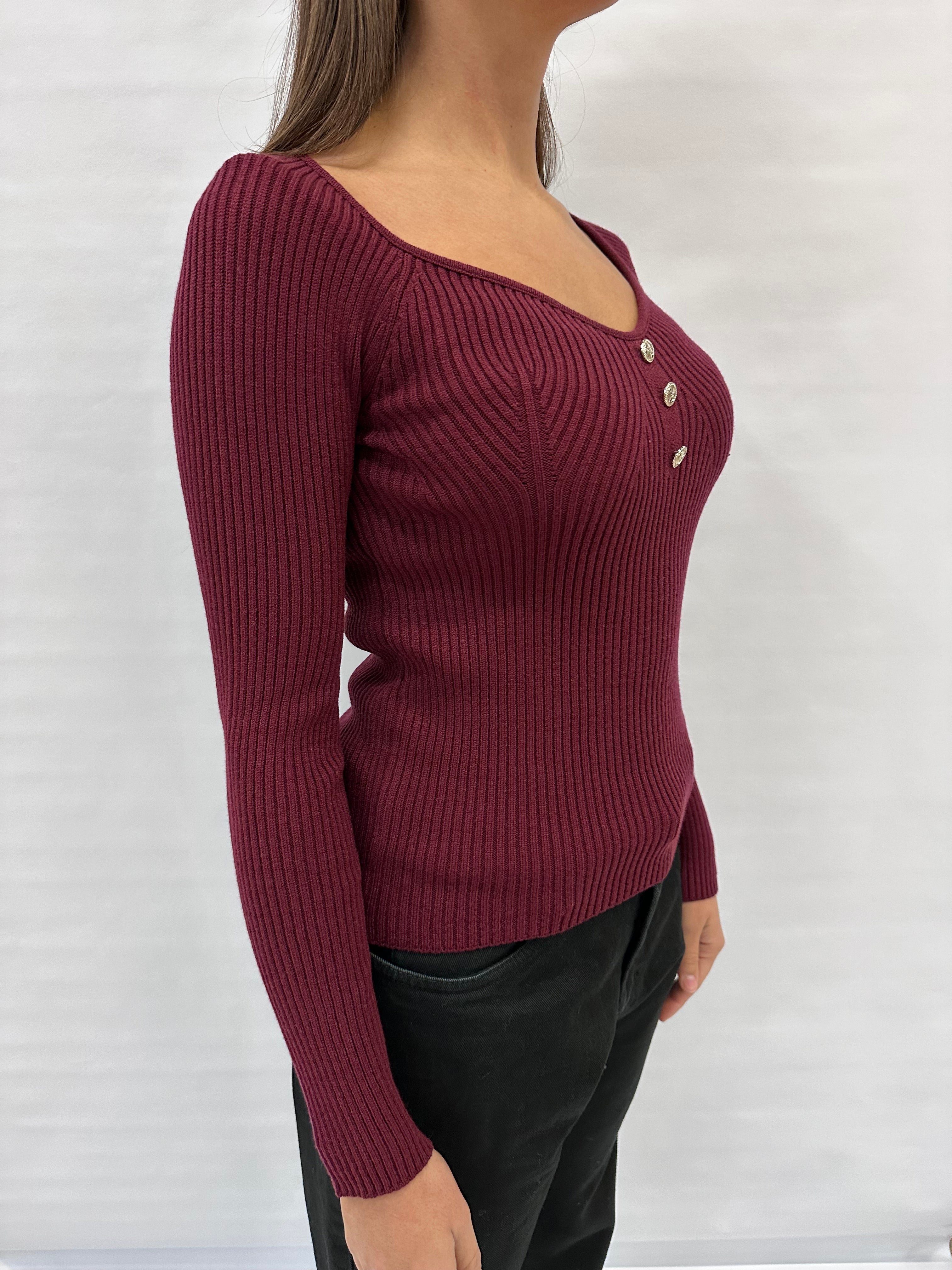 Maglione RINASCIMENTO con costine e finti bottoni decorativi , COD: CFM0011965003