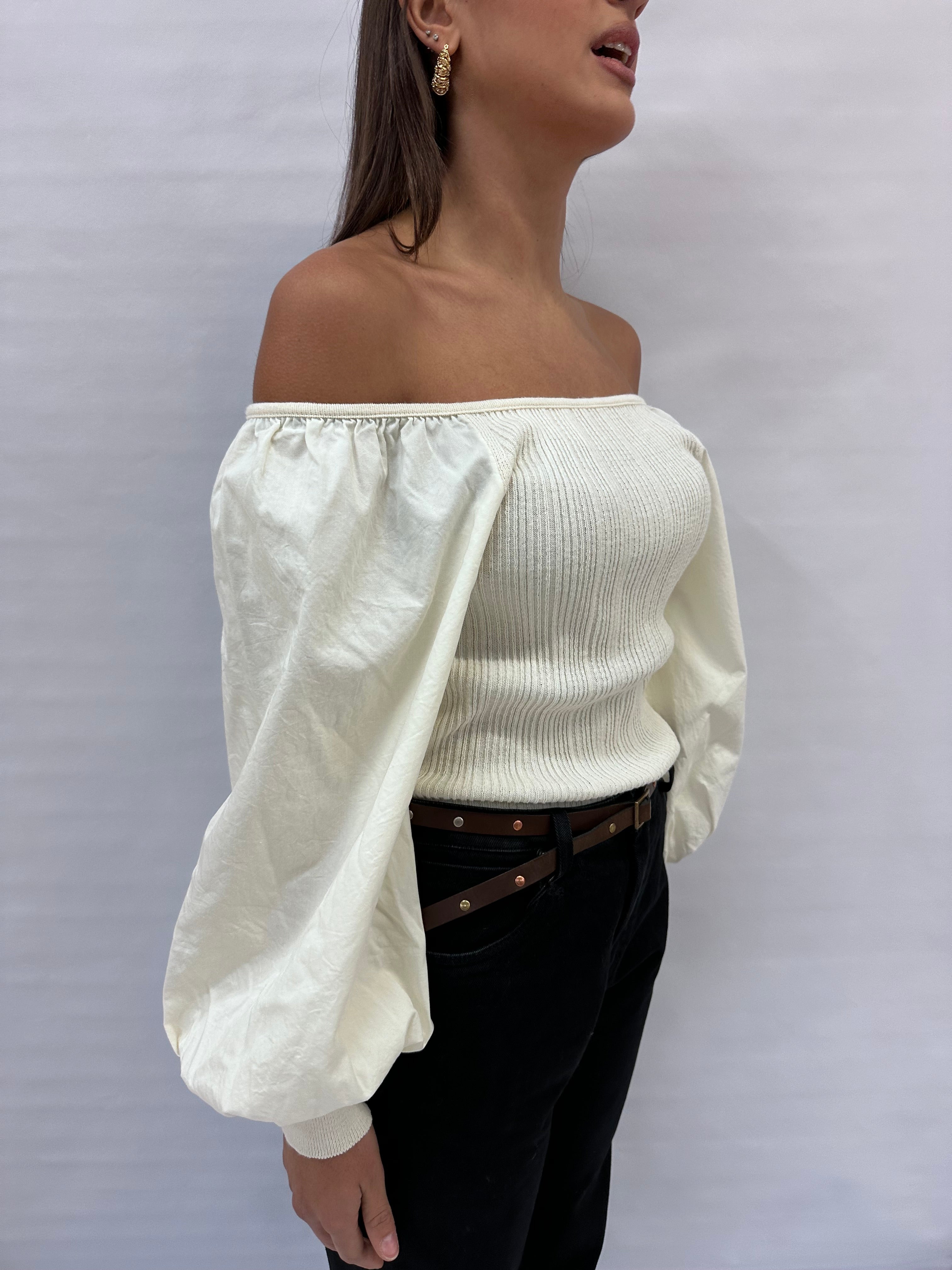 Maglia RINASCIMENTO in cotone "Off shoulder" con spalla regolabile , COD: CFM0011843003