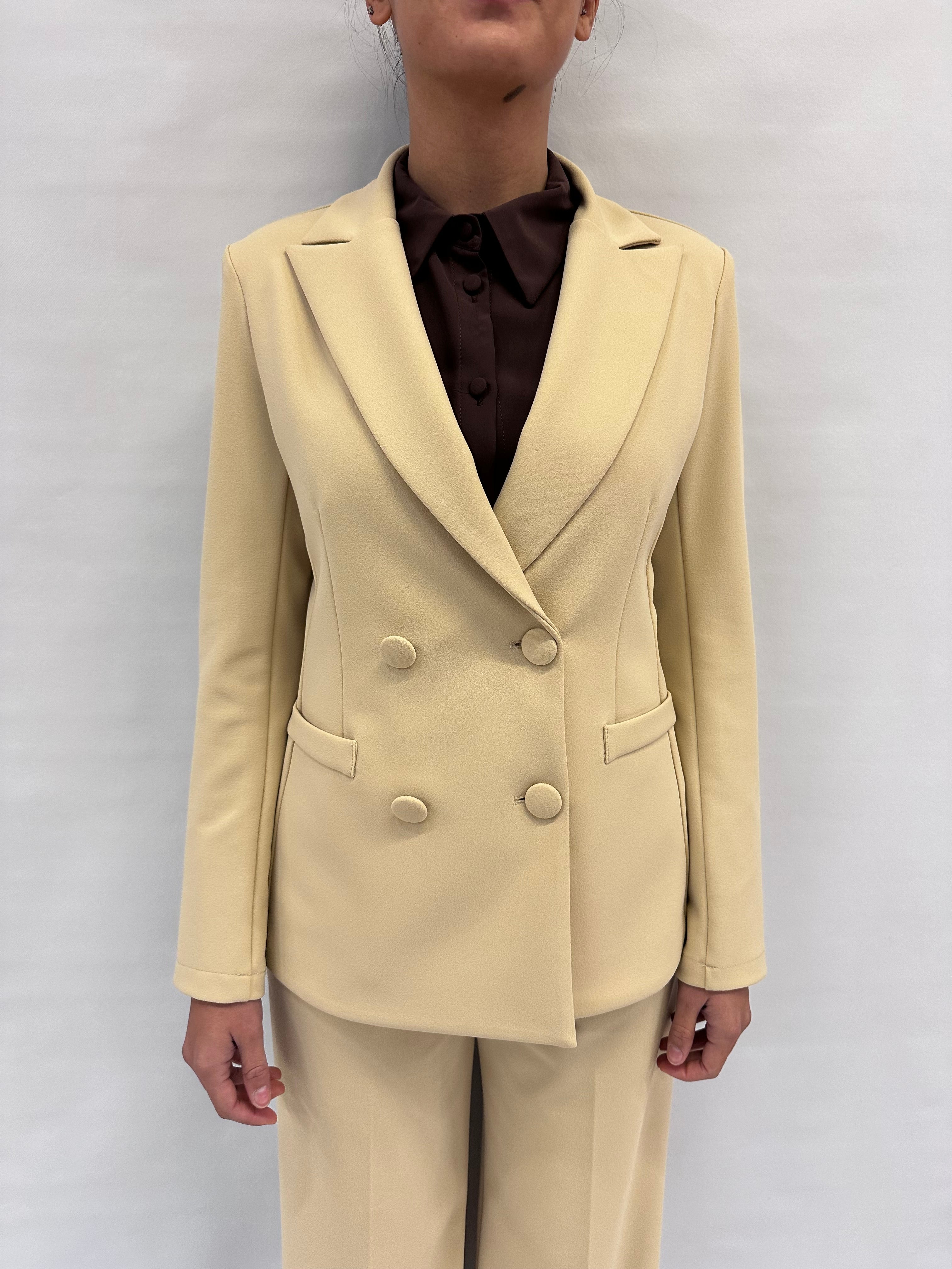 Giacca RINASCIMENTO in crêpe doppiopetto disponibile con pantalone coordinato - COD: CFC0125418003