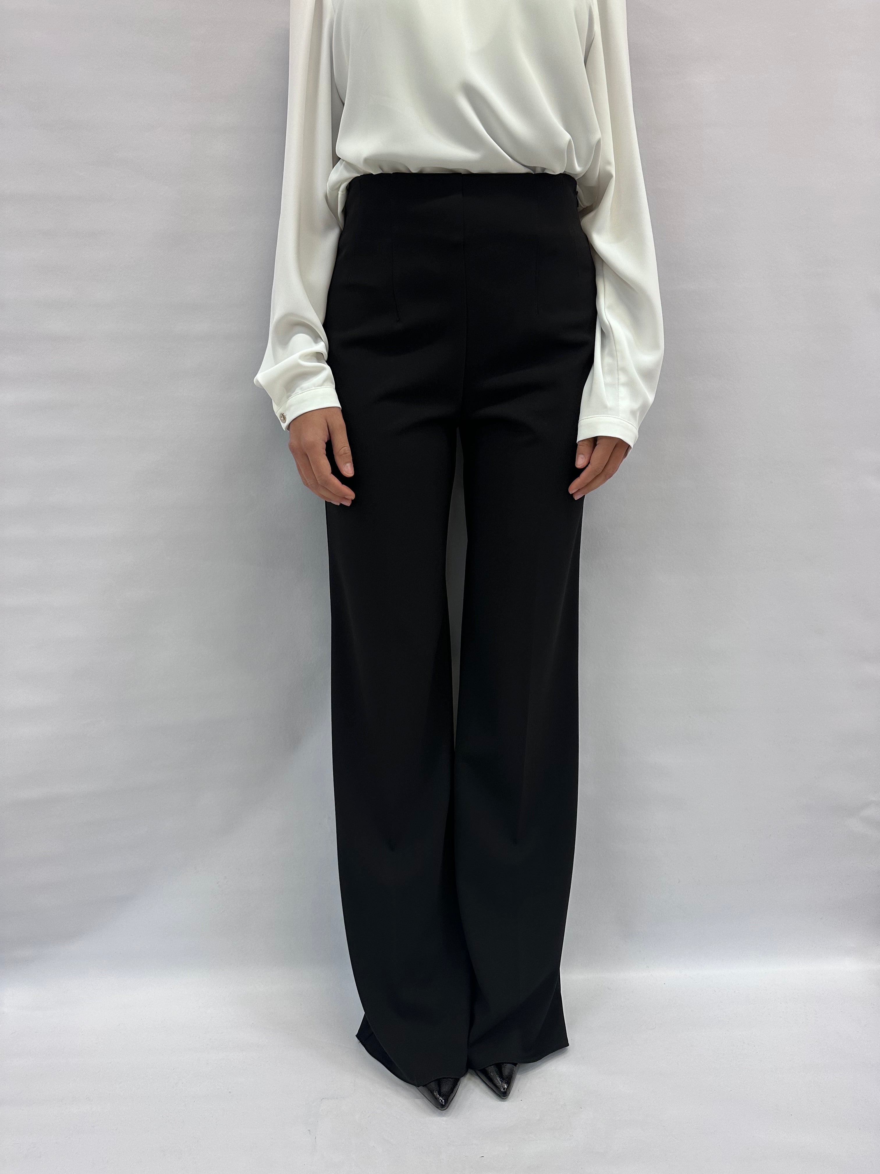 Pantalone RINASCIMENTO in tessuto fluido a palazzo a vita alta COD: CFC0125437003