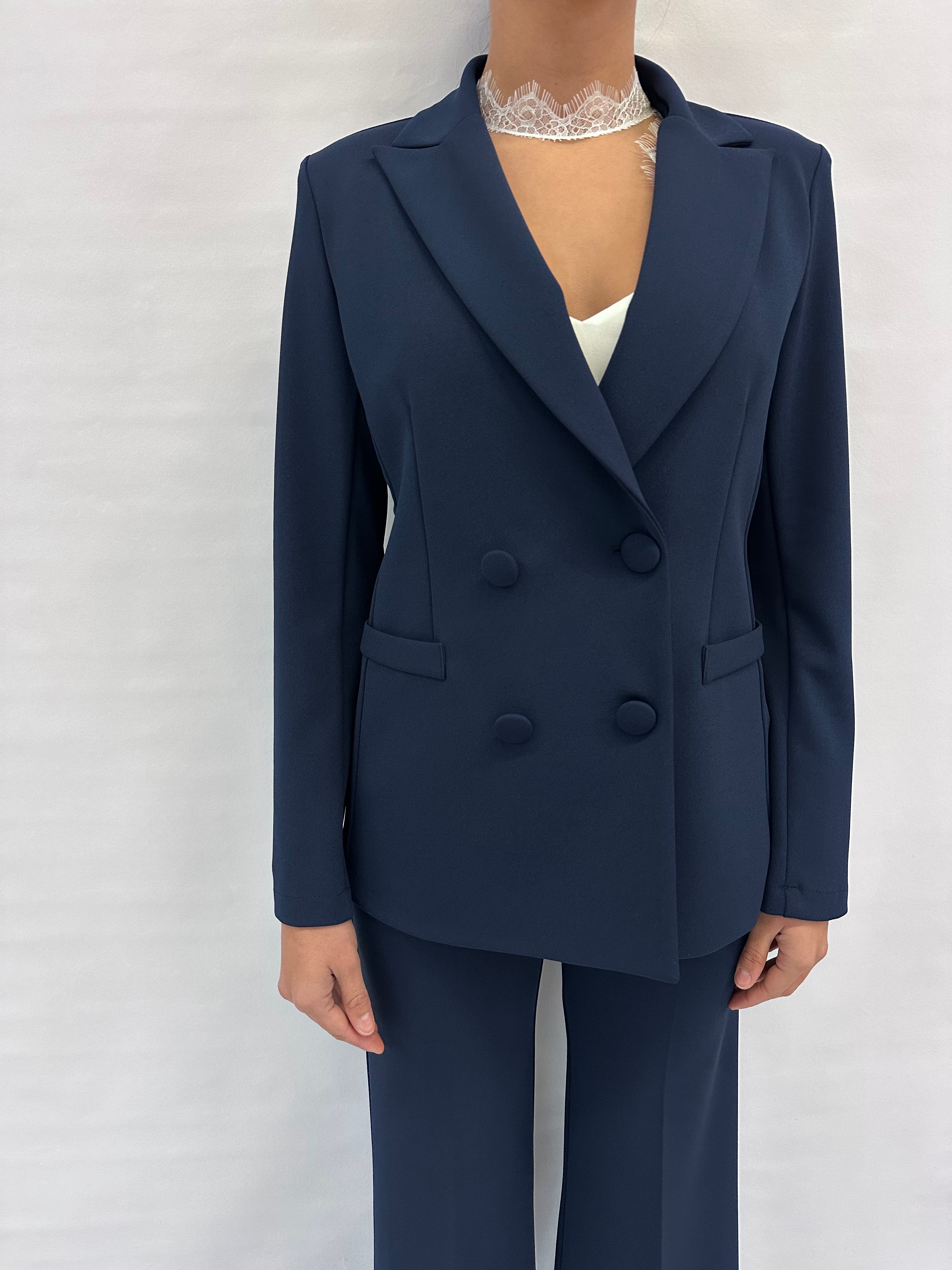 Giacca RINASCIMENTO in crêpe doppiopetto disponibile con pantalone coordinato - COD: CFC0125418003