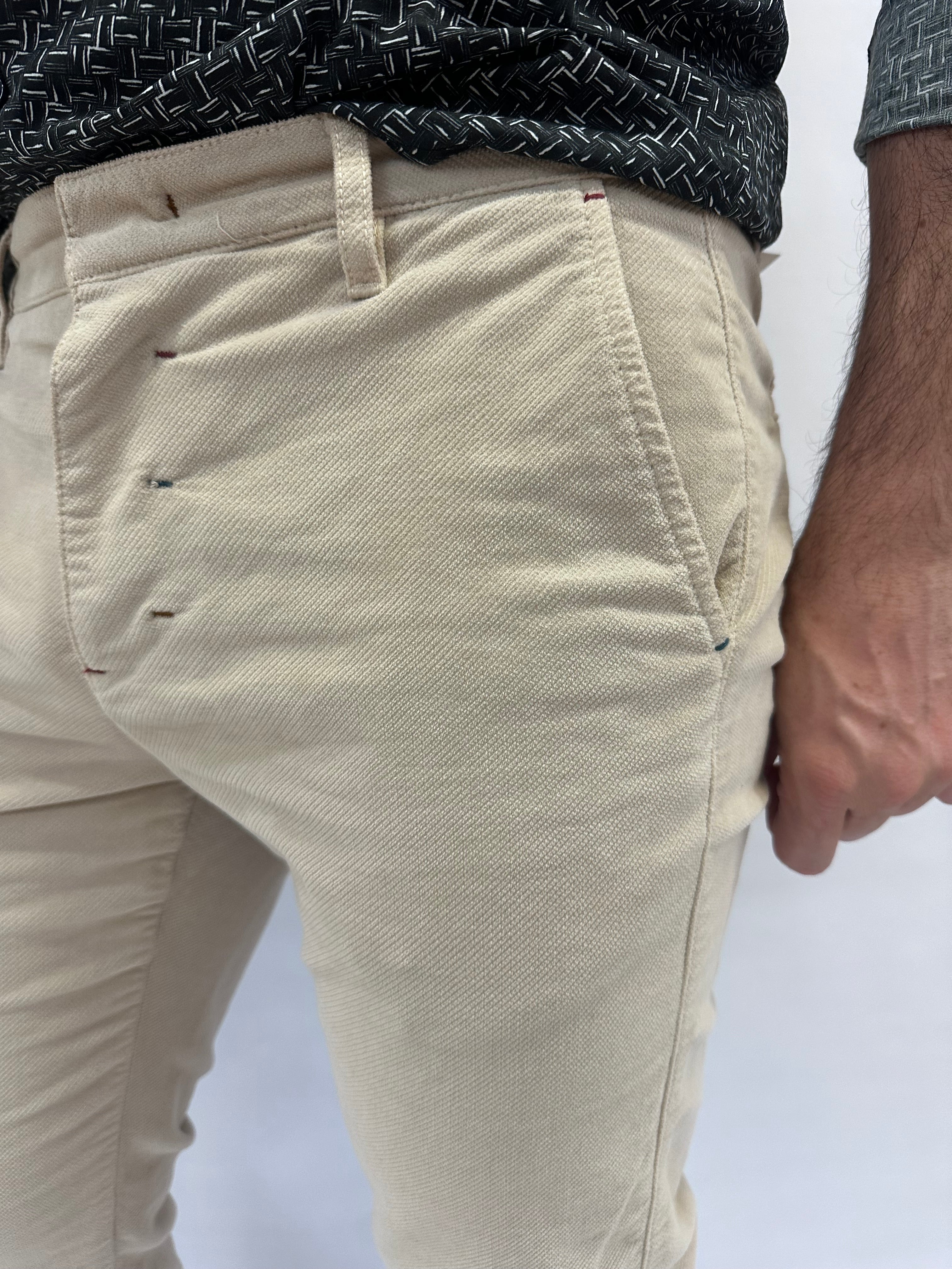 Pantalone BERNA modello chino  in velluto armaturato - COD: 246101125