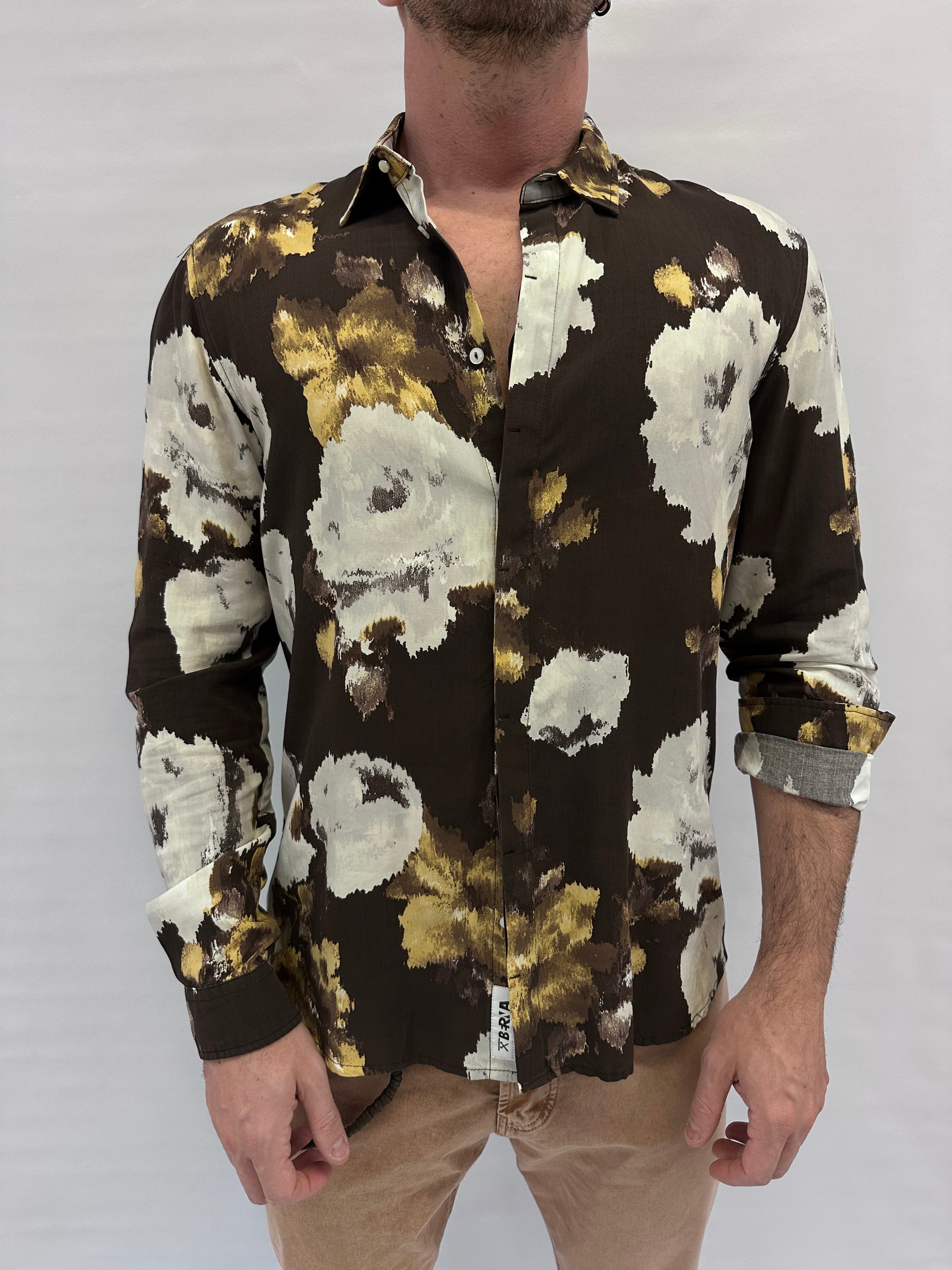 Camicia BERNA in viscosa trama a fiori - Cod: 24309030