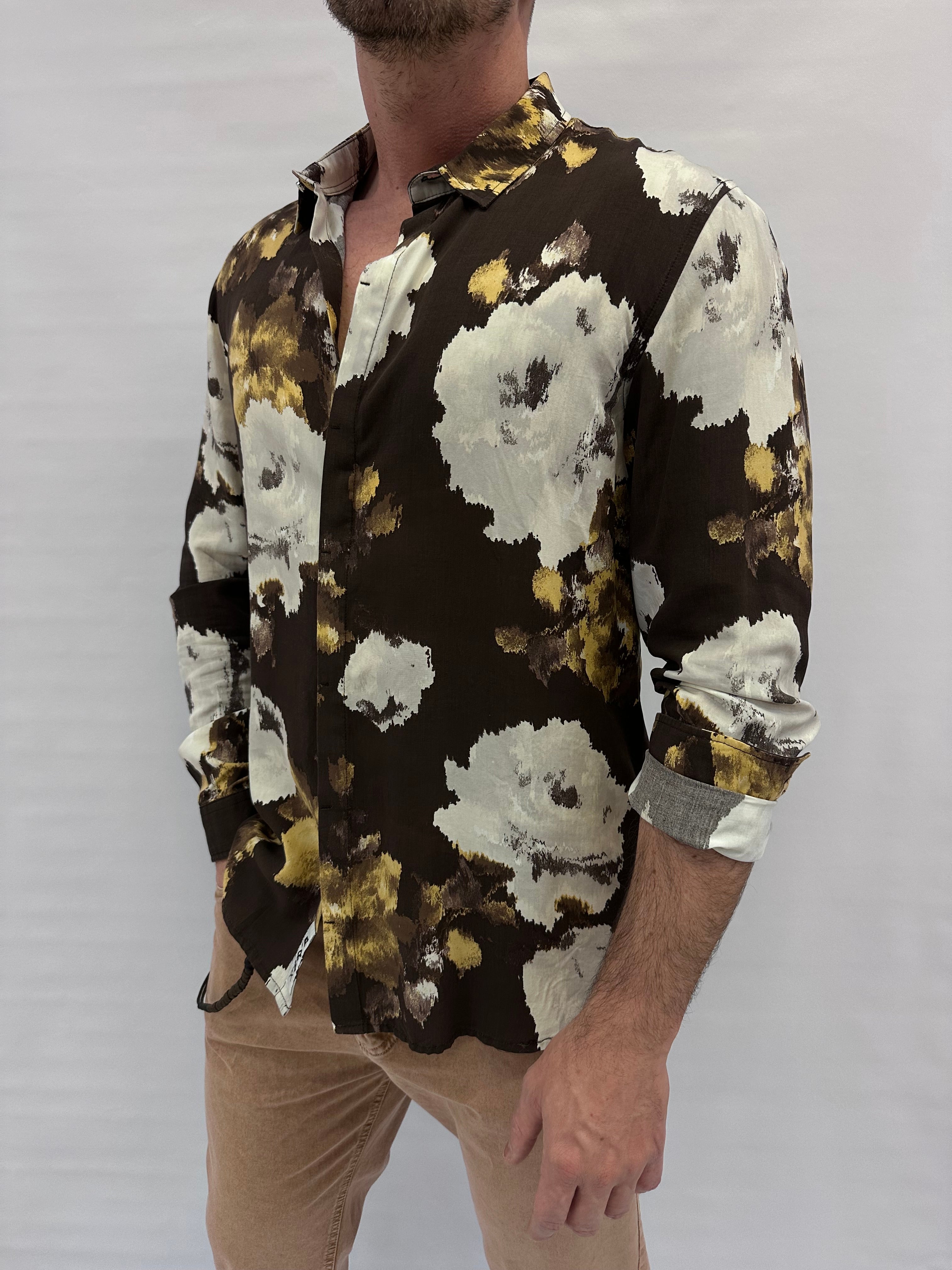 Camicia BERNA in viscosa trama a fiori - Cod: 24309030