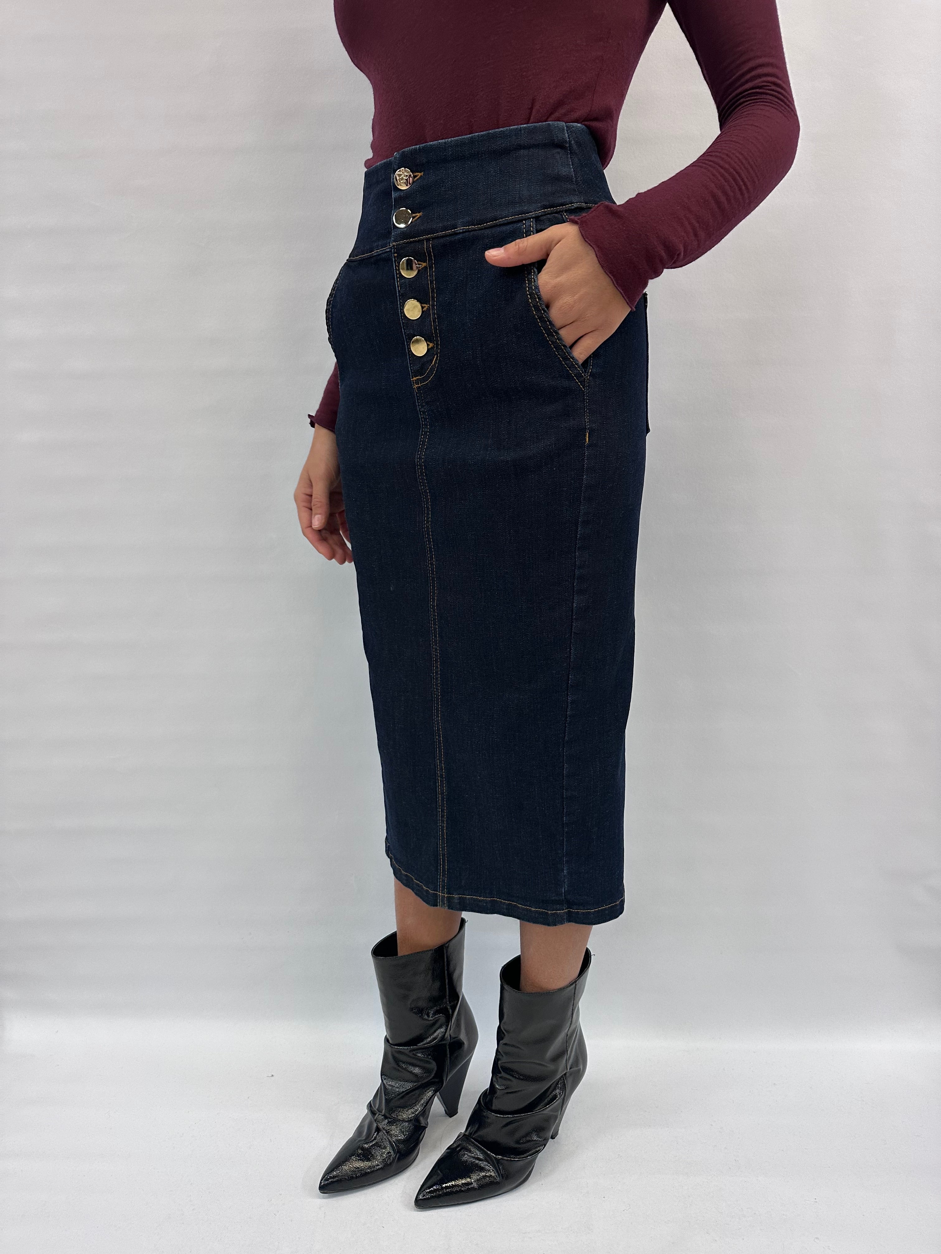 Gonna RINASCIMENTO lunga in Jeans disponibile anche con giubbino in coordinato - Cod: CFC0124971003