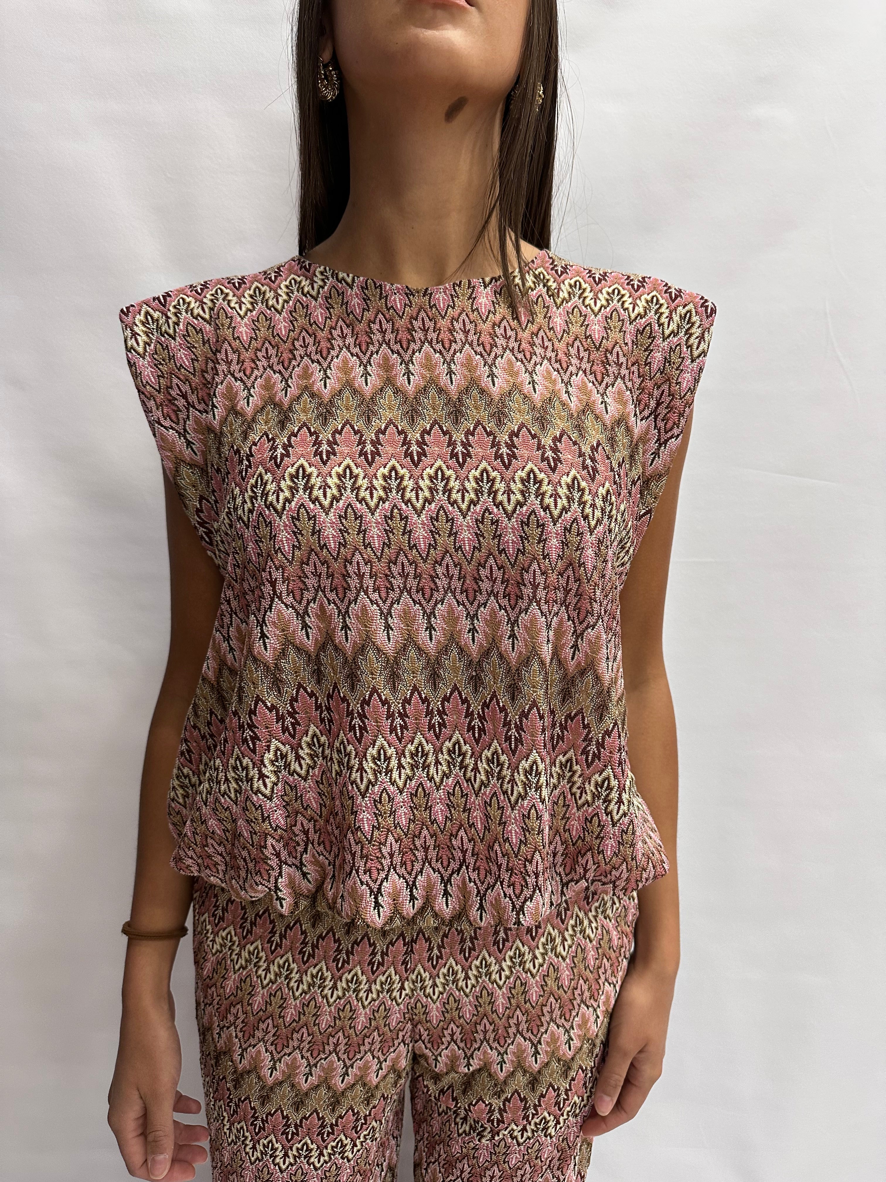 Casacca TENSIONE IN smanicata in trama missoni nei colori del Rosa,  COD: VS1476