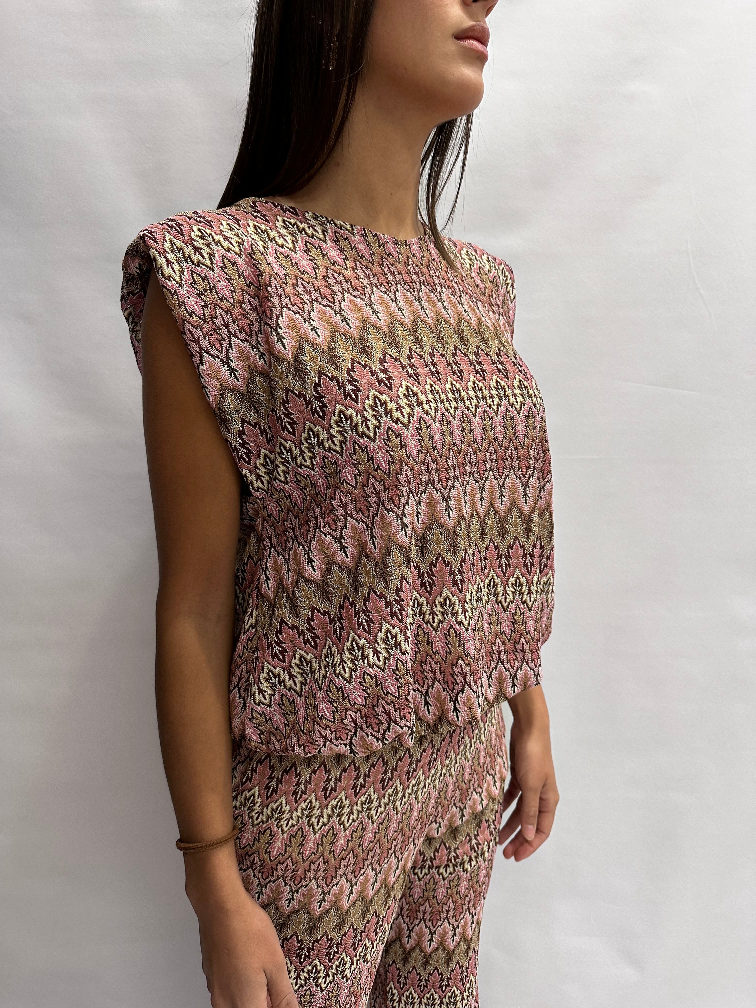 Casacca TENSIONE IN smanicata in trama missoni nei colori del Rosa,  COD: VS1476