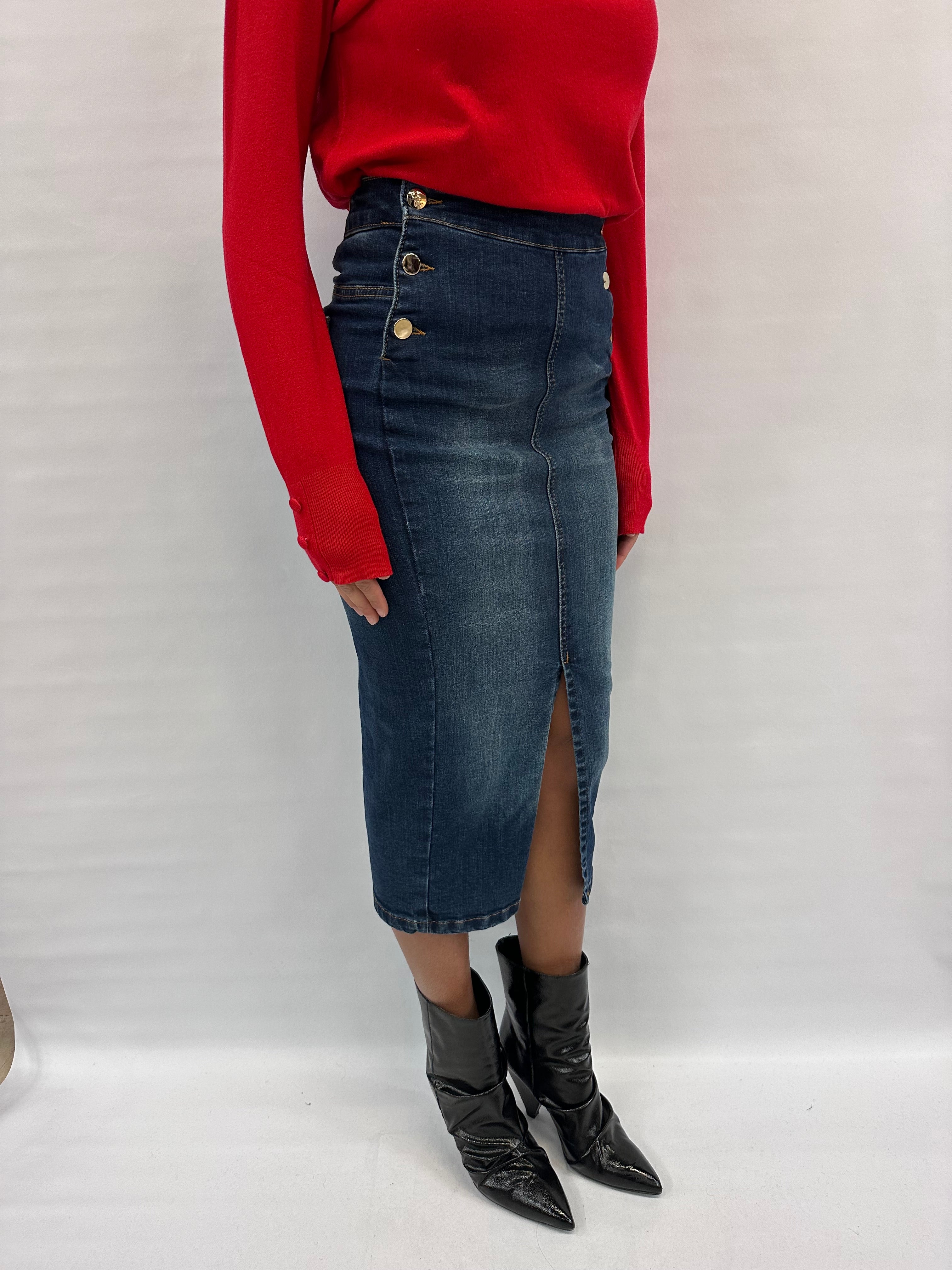 Gonna RINASCIMENTO lunga in Jeans con spacco sul davanti - Cod: CFC0124973003