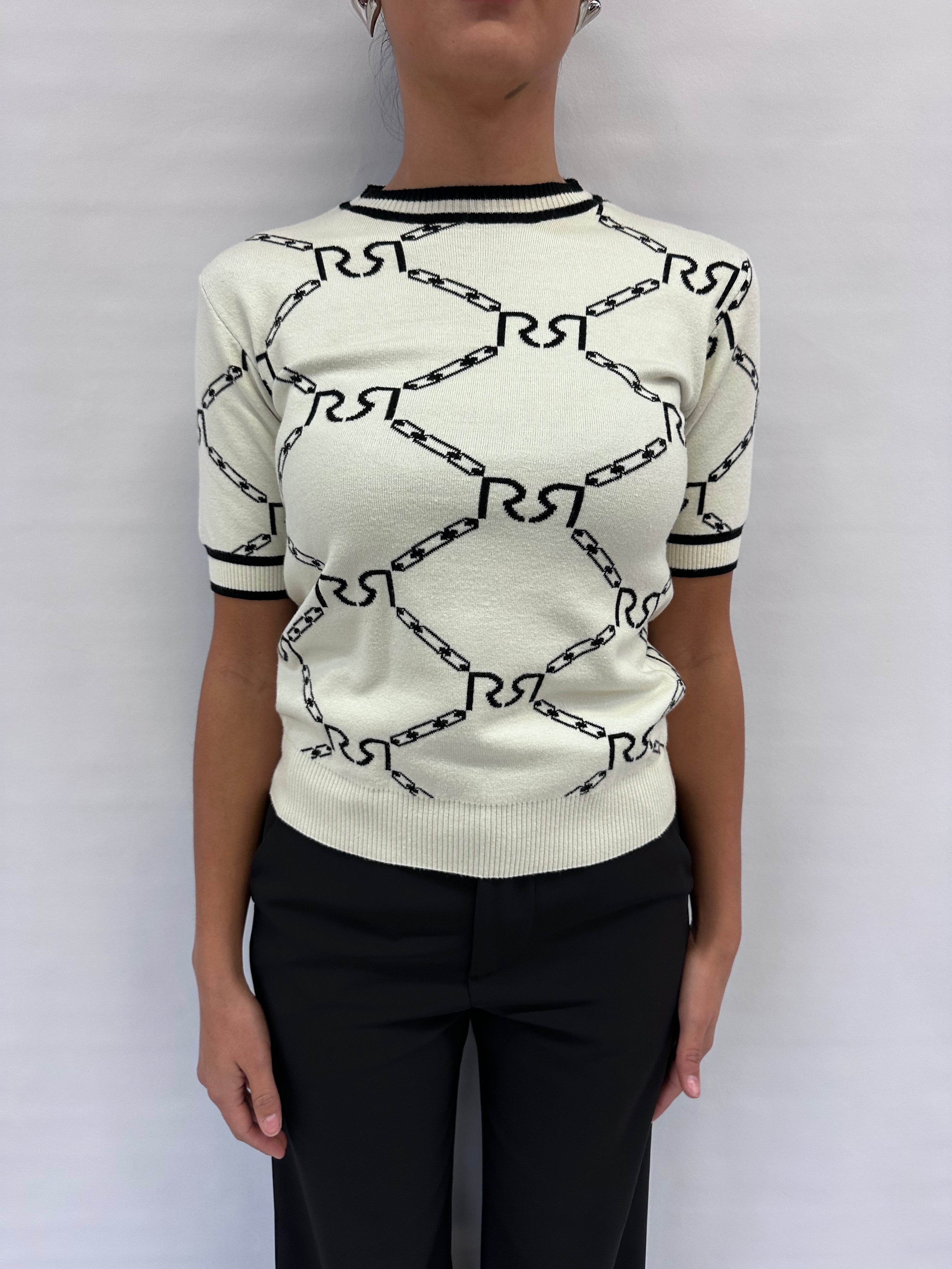 Maglia RINASCIMENTO a maniche corte con trama a catene , COD: CFM0012027003