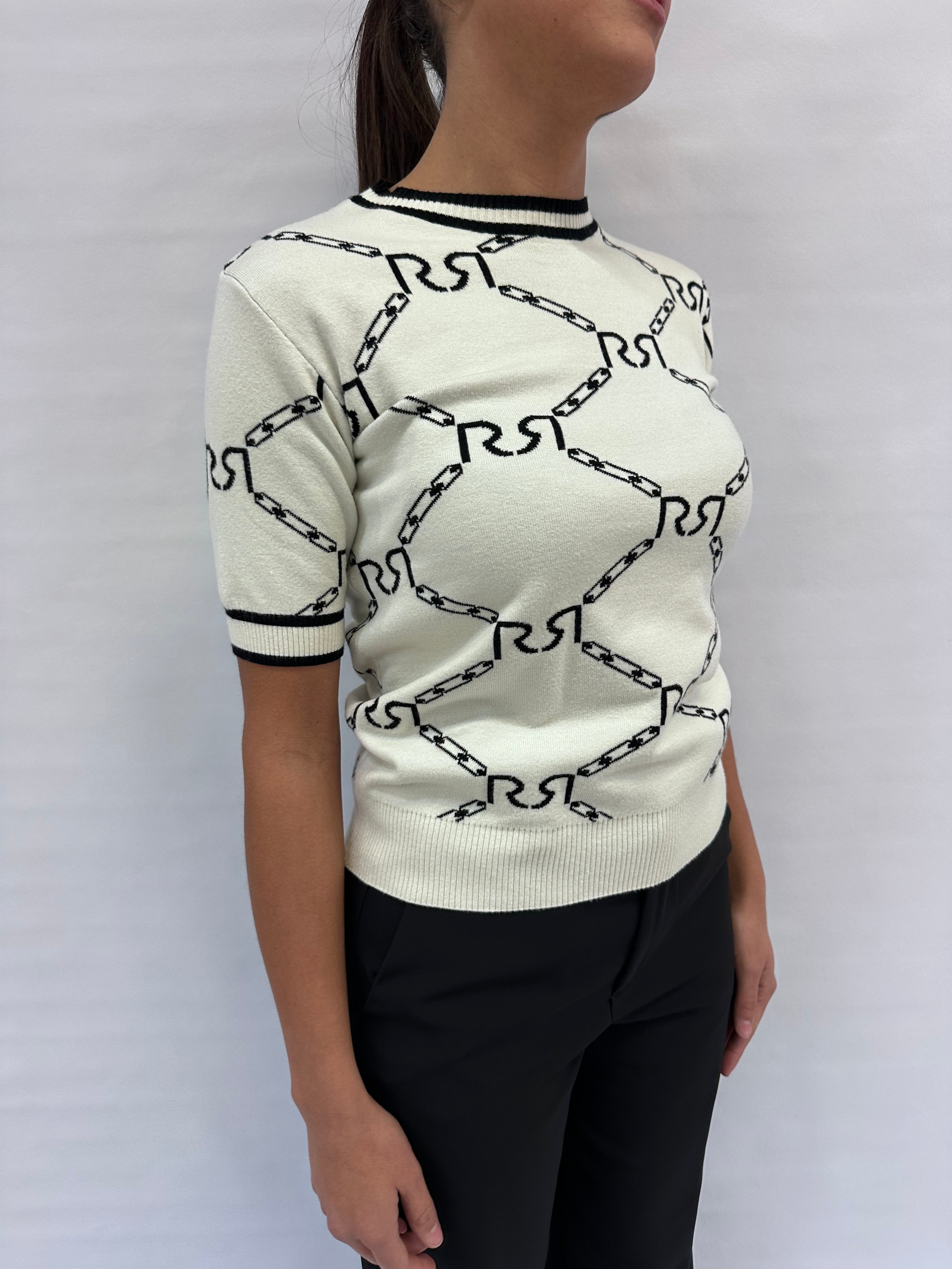 Maglia RINASCIMENTO a maniche corte con trama a catene , COD: CFM0012027003