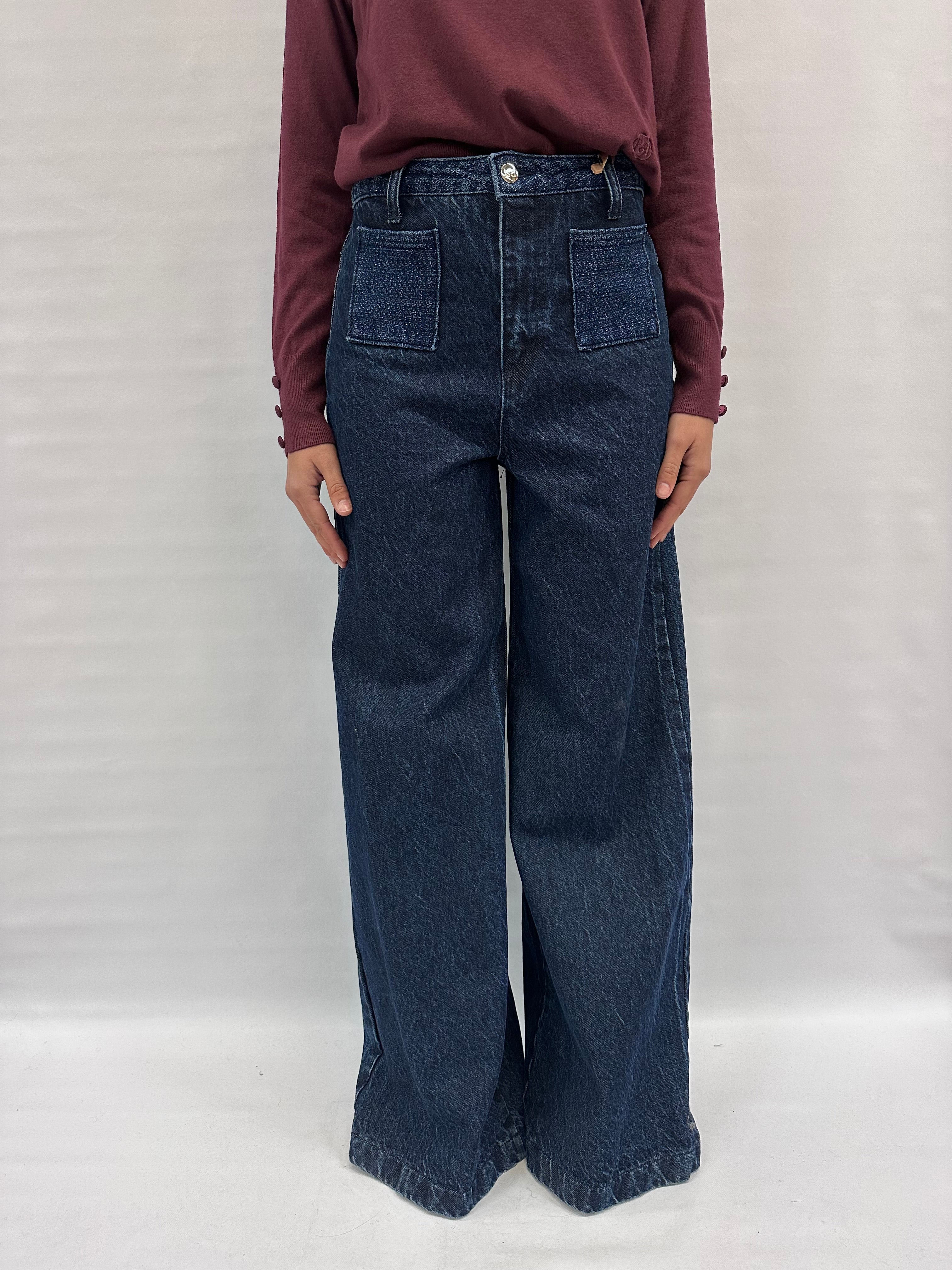 Jeans RINASCIMENTO gamba molto ampia, tasche con punto luce - COD: CFC0125286003