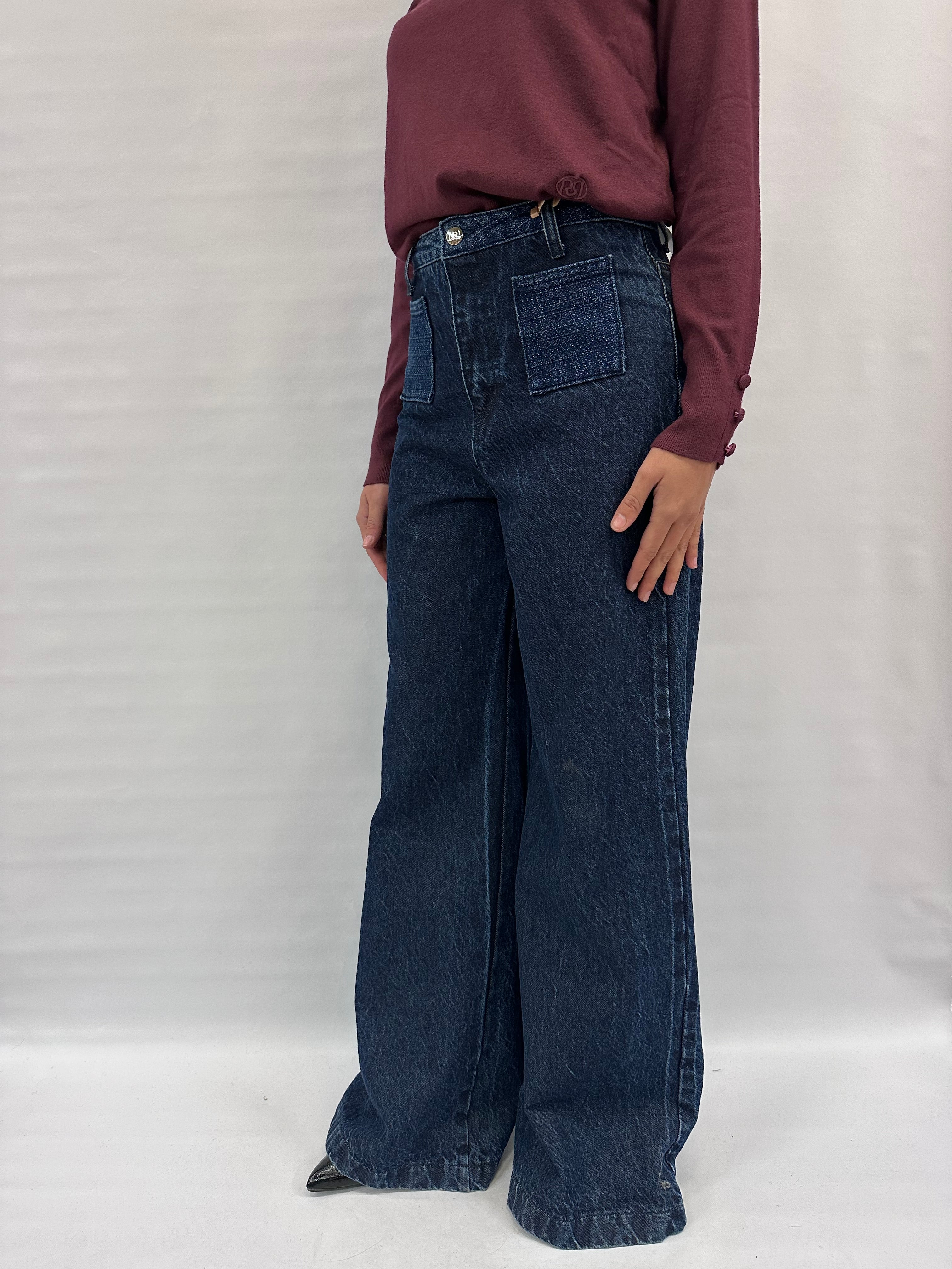 Jeans RINASCIMENTO gamba molto ampia, tasche con punto luce - COD: CFC0125286003