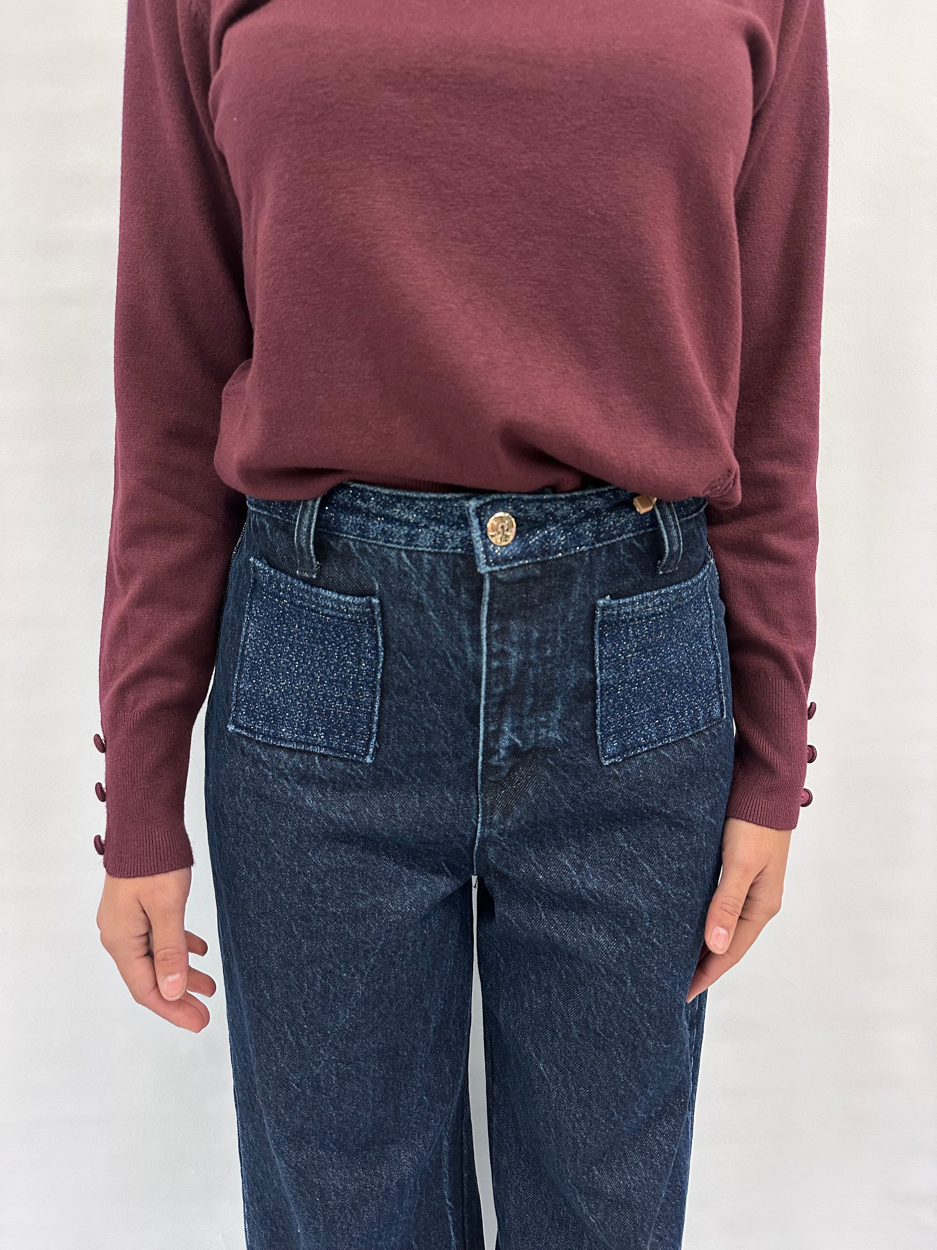 Jeans RINASCIMENTO gamba molto ampia, tasche con punto luce - COD: CFC0125286003