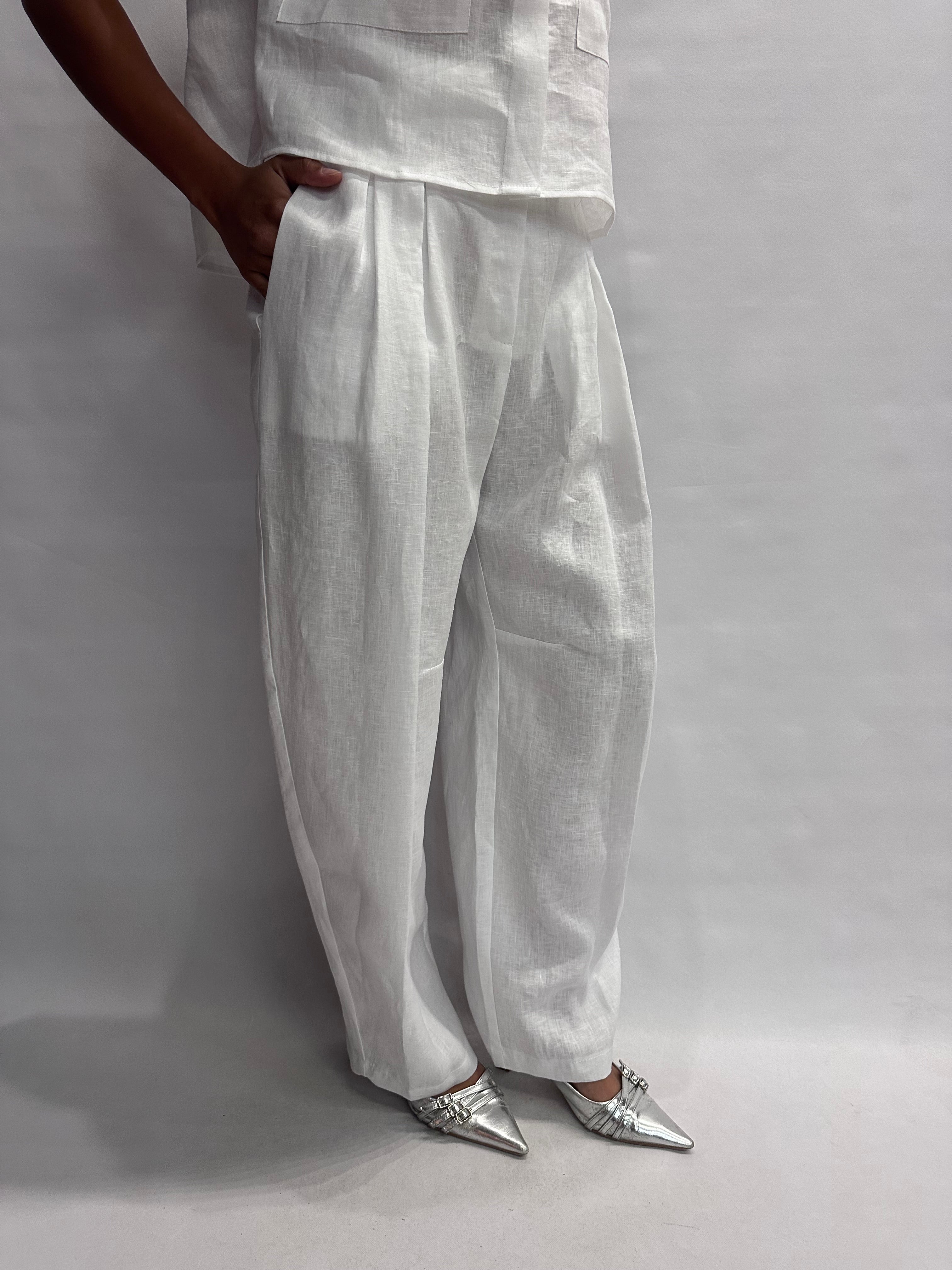 Pantalone TENSIONE IN a palazzo 100% Lino disponibile anche con casacca in coordinato, COD: 26P4950