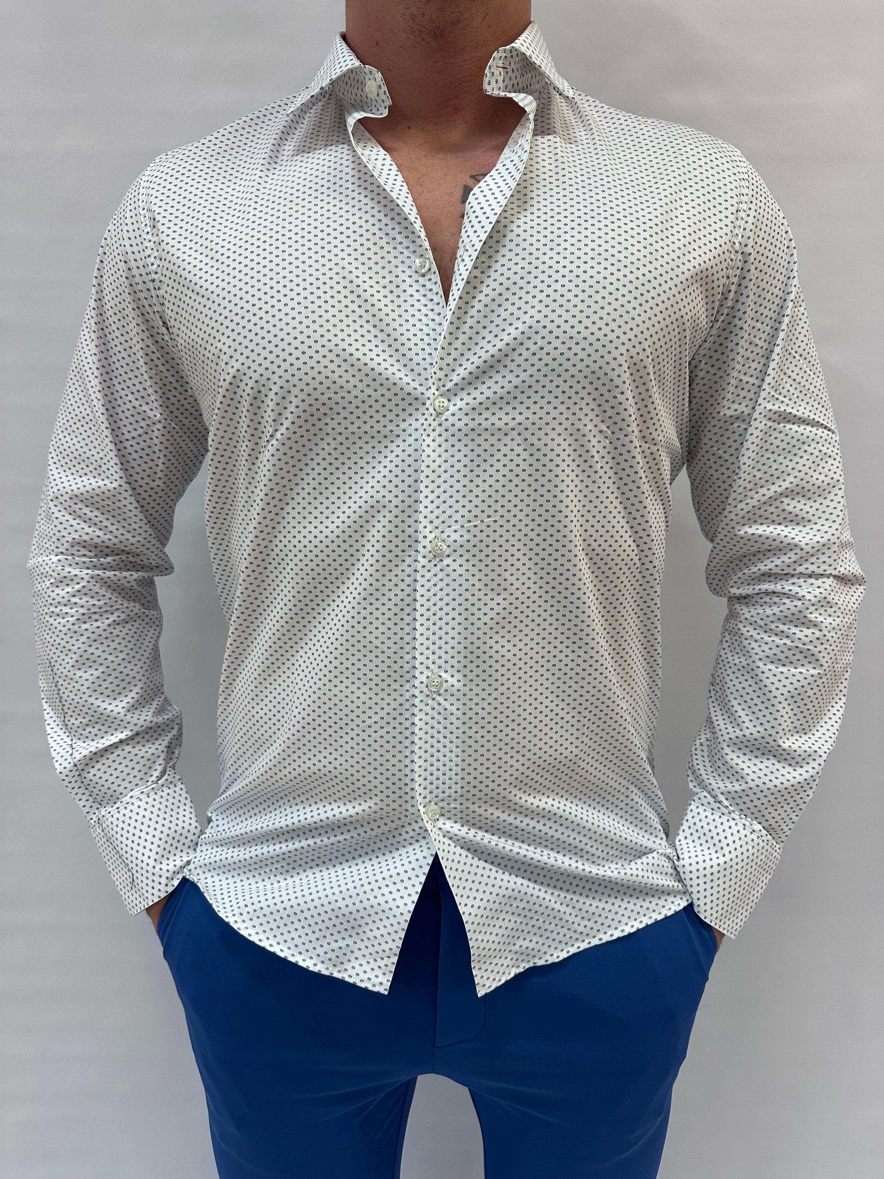 Camicia SL56 trama geometrica a pois interrotti - Cod: NICOLA01