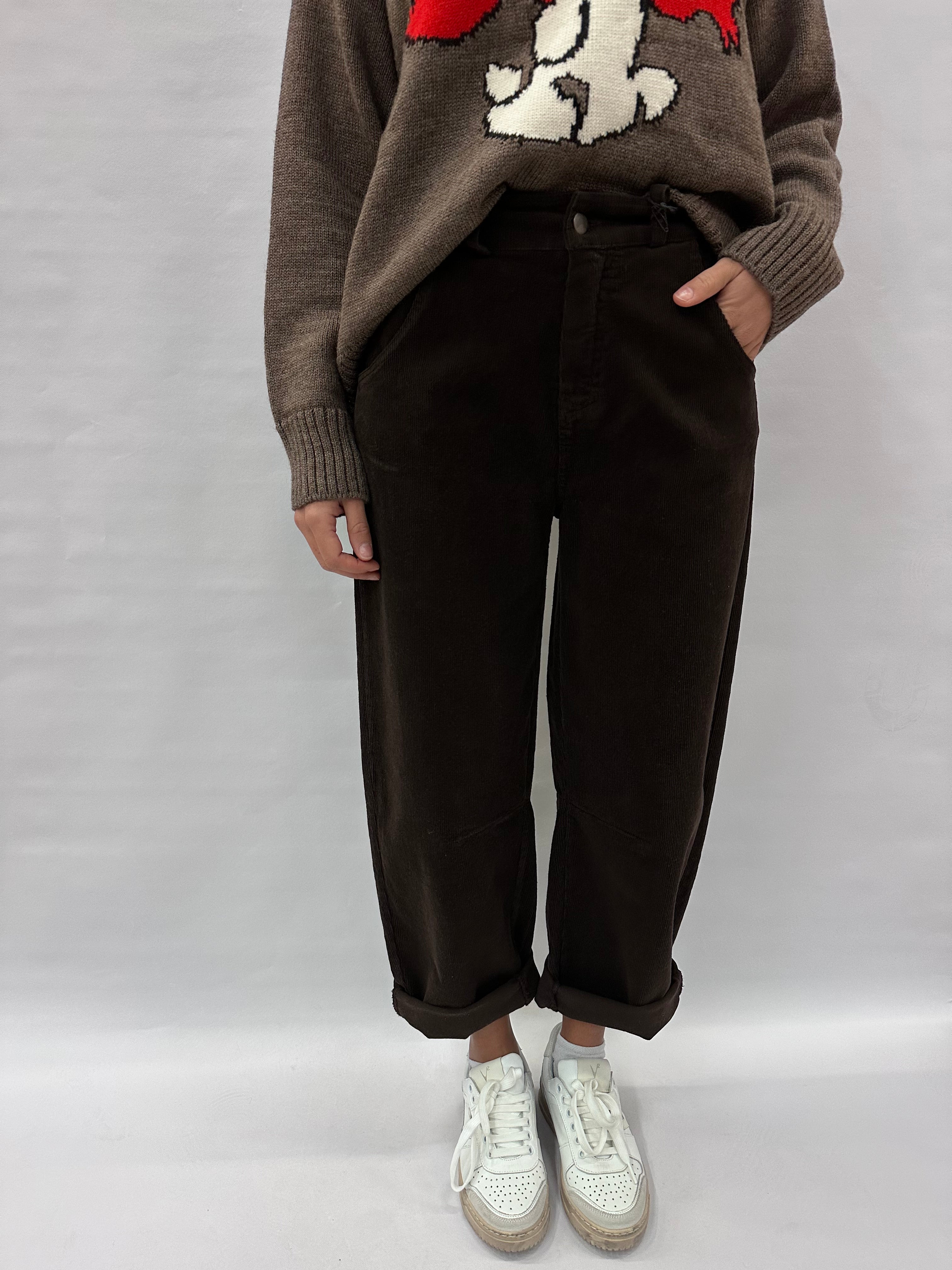 Pantalone TENSIONE IN ovetto in velluto a fondo largo - COD: PA5140AI25