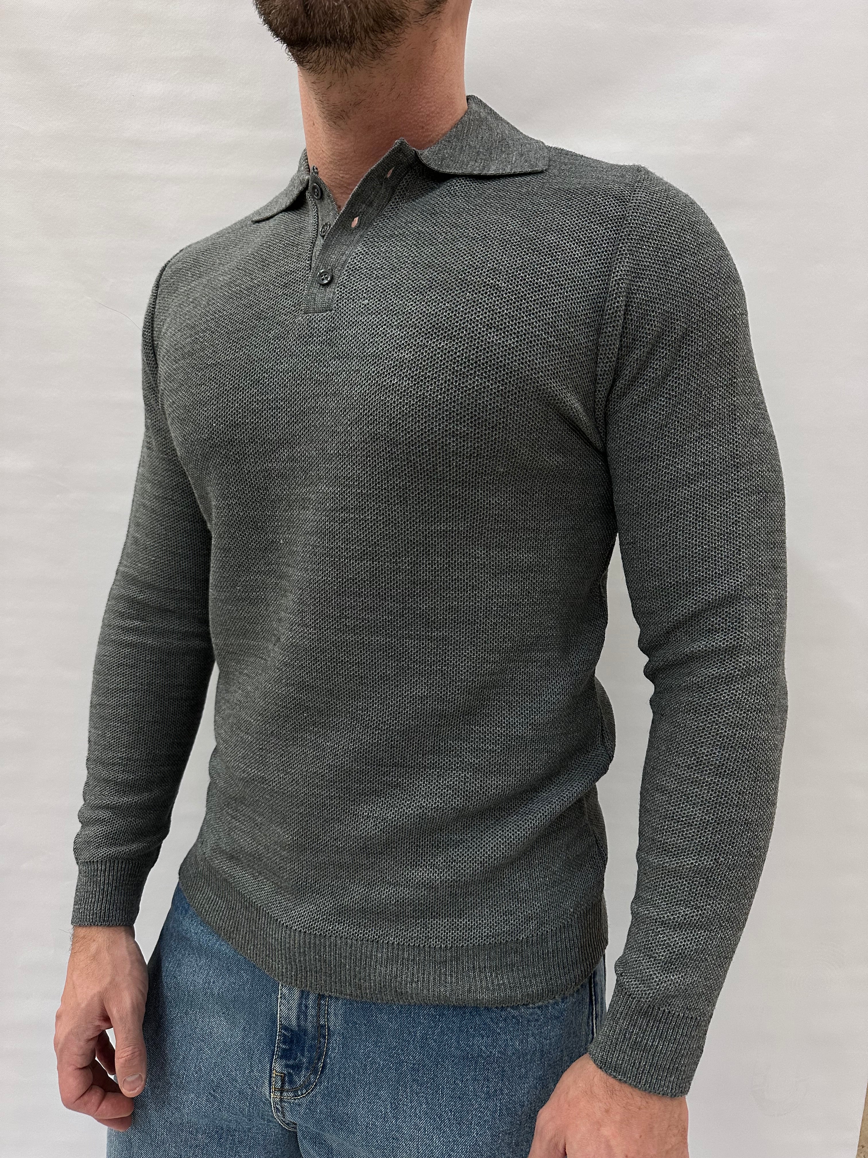 Maglione a polo BLUEJOINT aderente con bottoncini, Cod: 6493