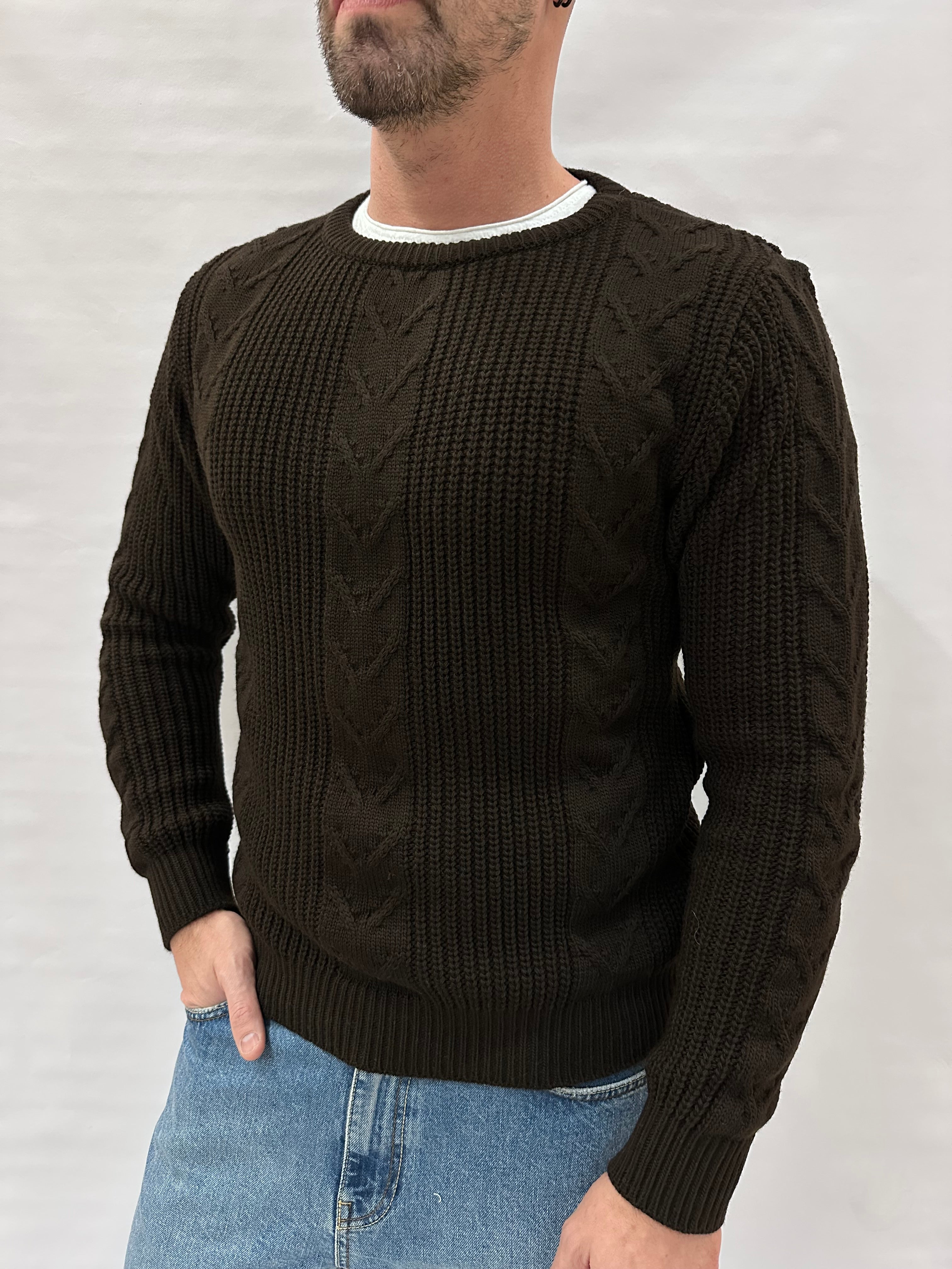 Maglione IMPERIAL girocollo, lavorato a ricami e trecce , Cod: M81416381