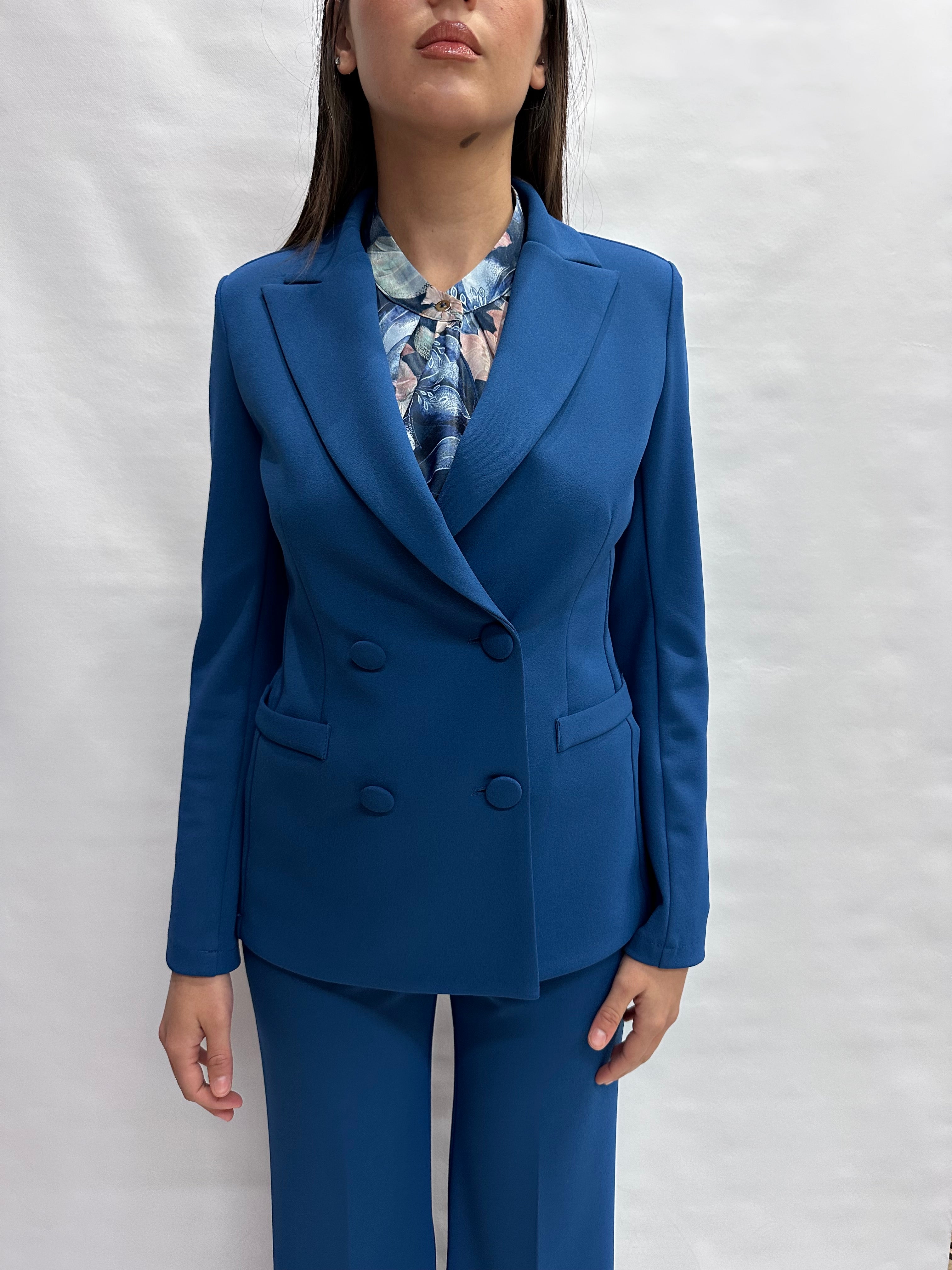 Giacca RINASCIMENTO in crêpe doppiopetto disponibile con pantalone coordinato - COD: CFC0128295003