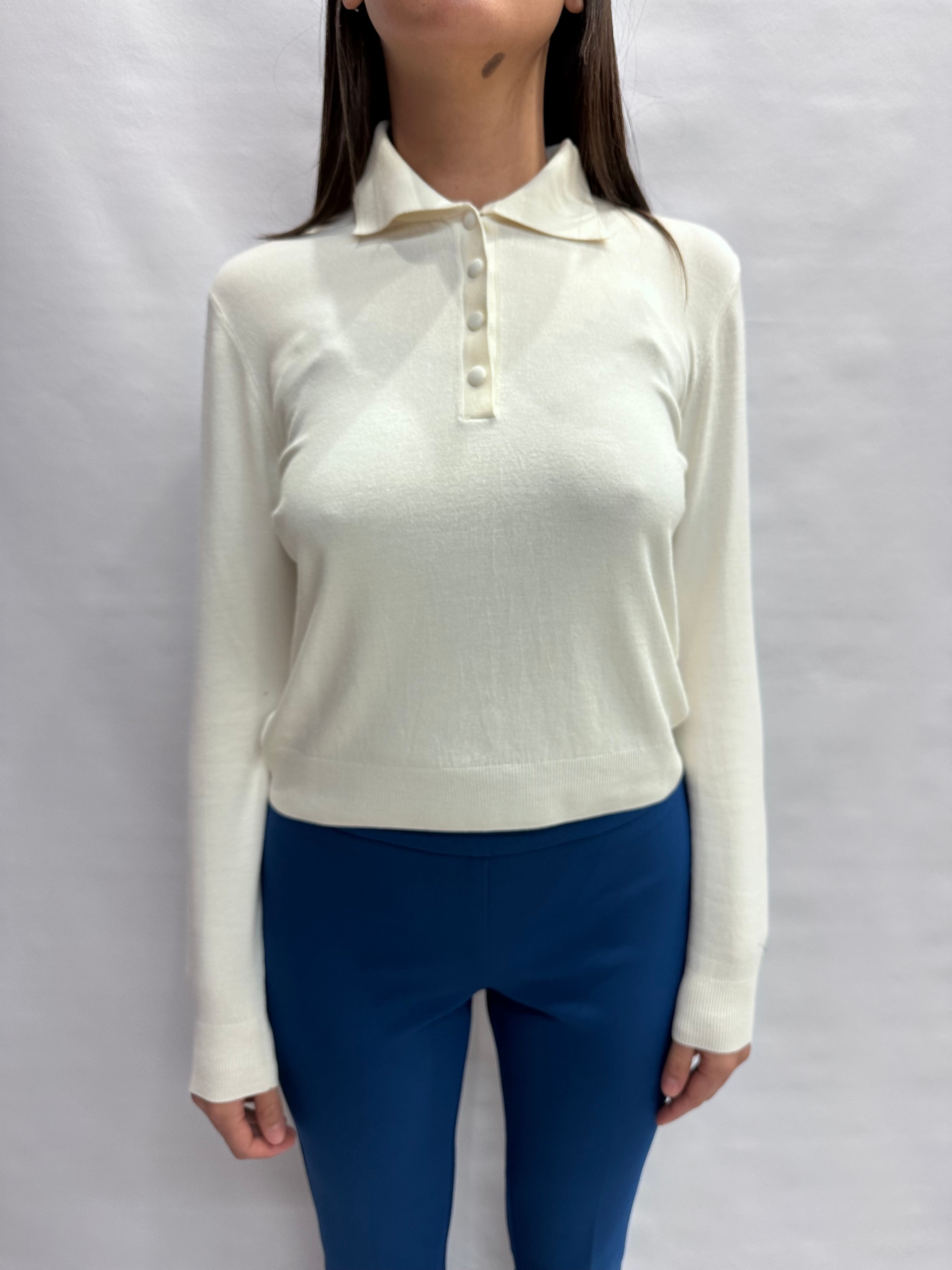 Polo TENSIONE IN in filo, leggera manica lunga e bottoncini - COD: N2803