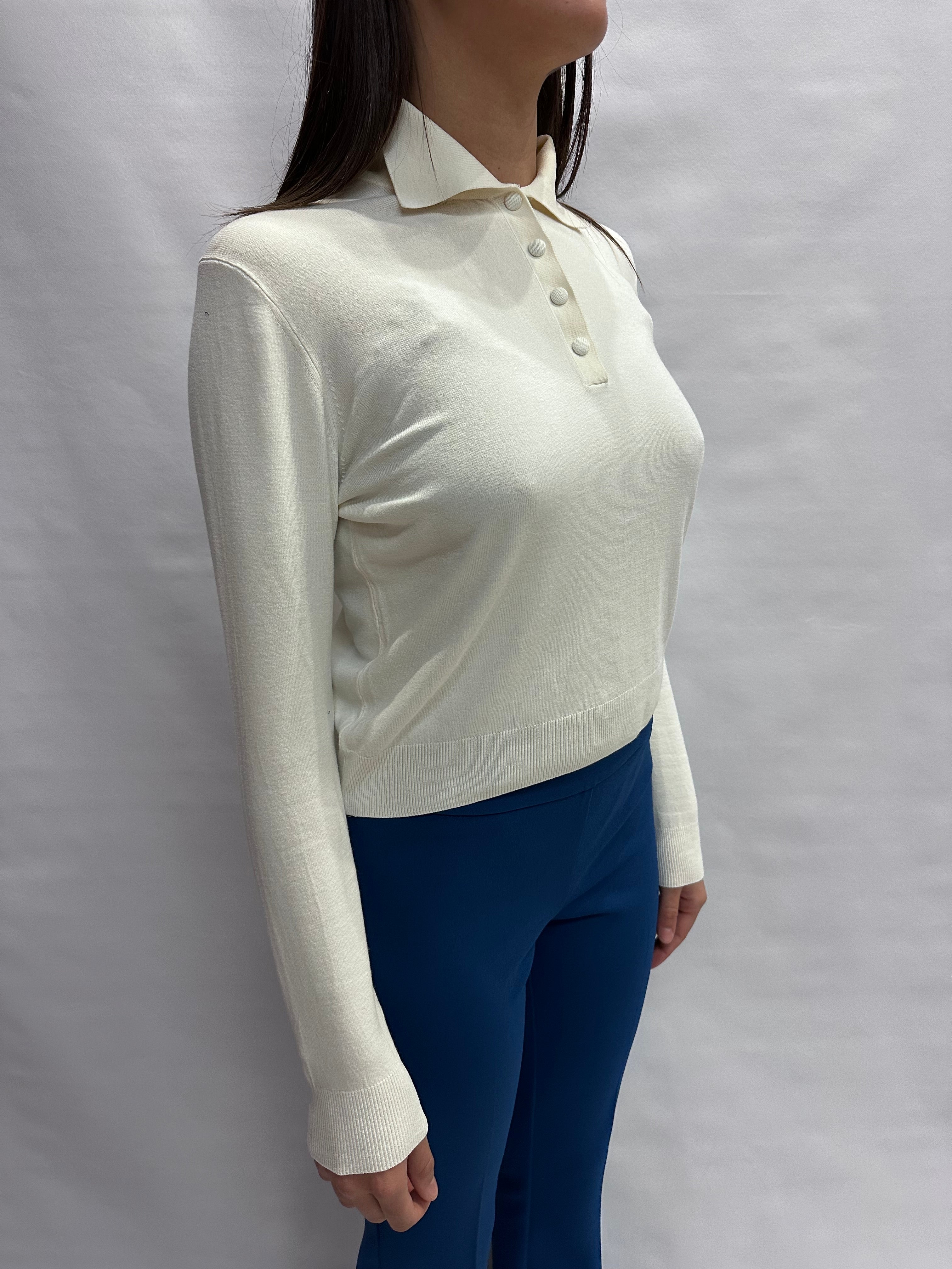 Polo TENSIONE IN in filo, leggera manica lunga e bottoncini - COD: N2803